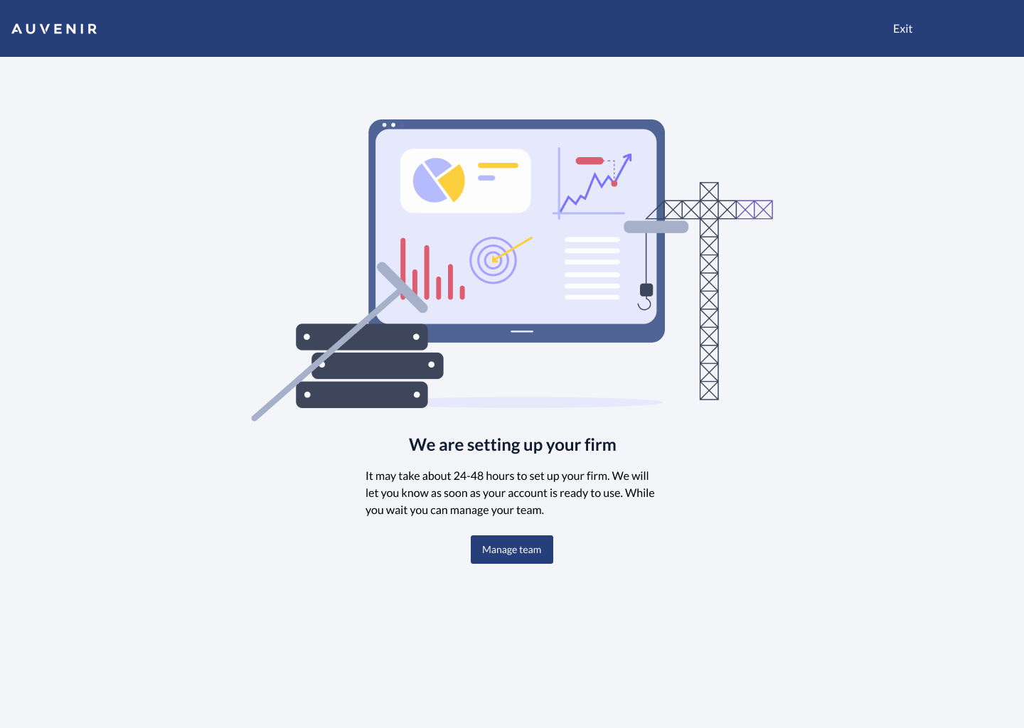 Proposed landing page after signing up. During this time we would perform an independence check.