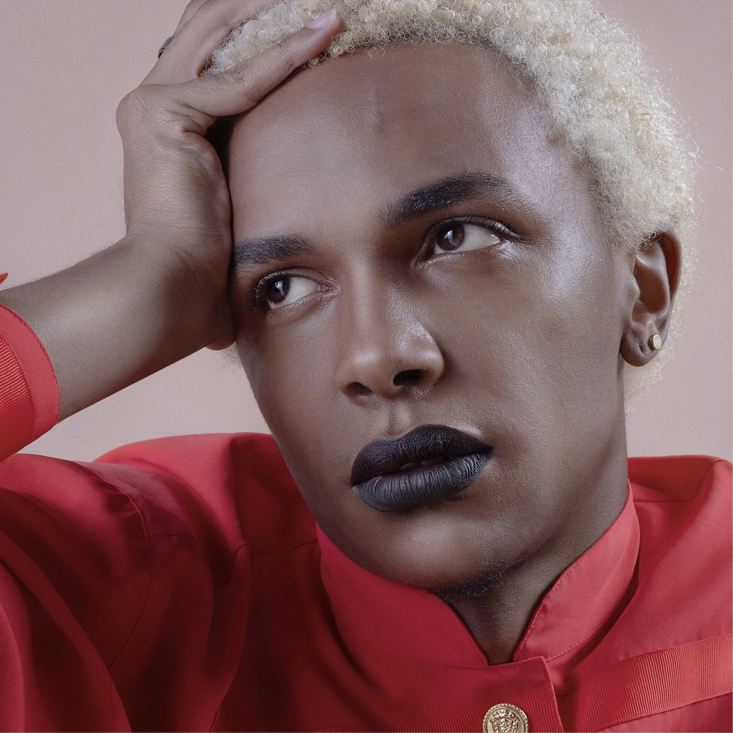 black lipstick glam non-binary makeup look for black skin