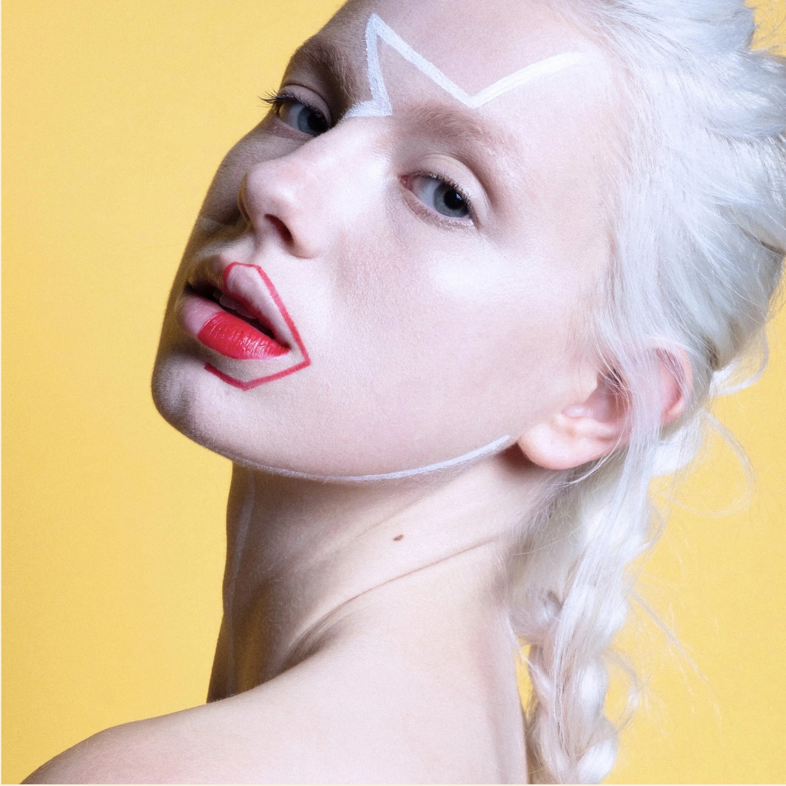 creative art colorful white lines graphic makeup look