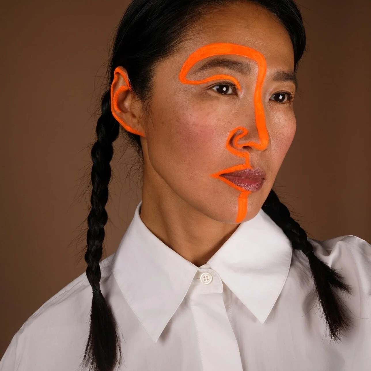 graphic creative art orange colorful makeup look