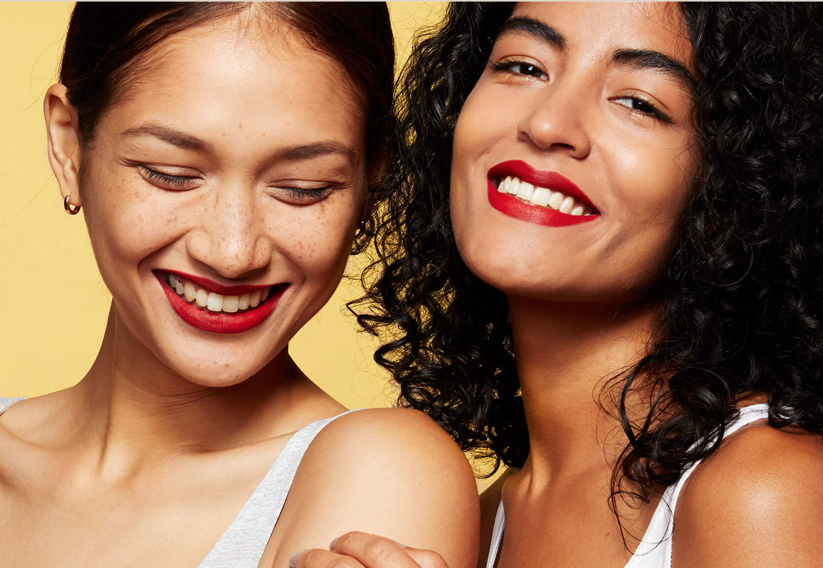 red lipstick natural makeup look for brown skin tone