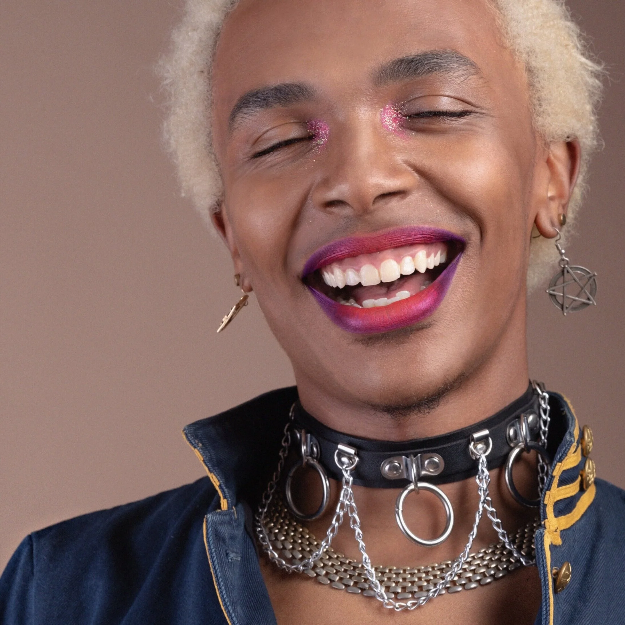 gender neutral glam no gender non binary euphoria pride glitter makeup look