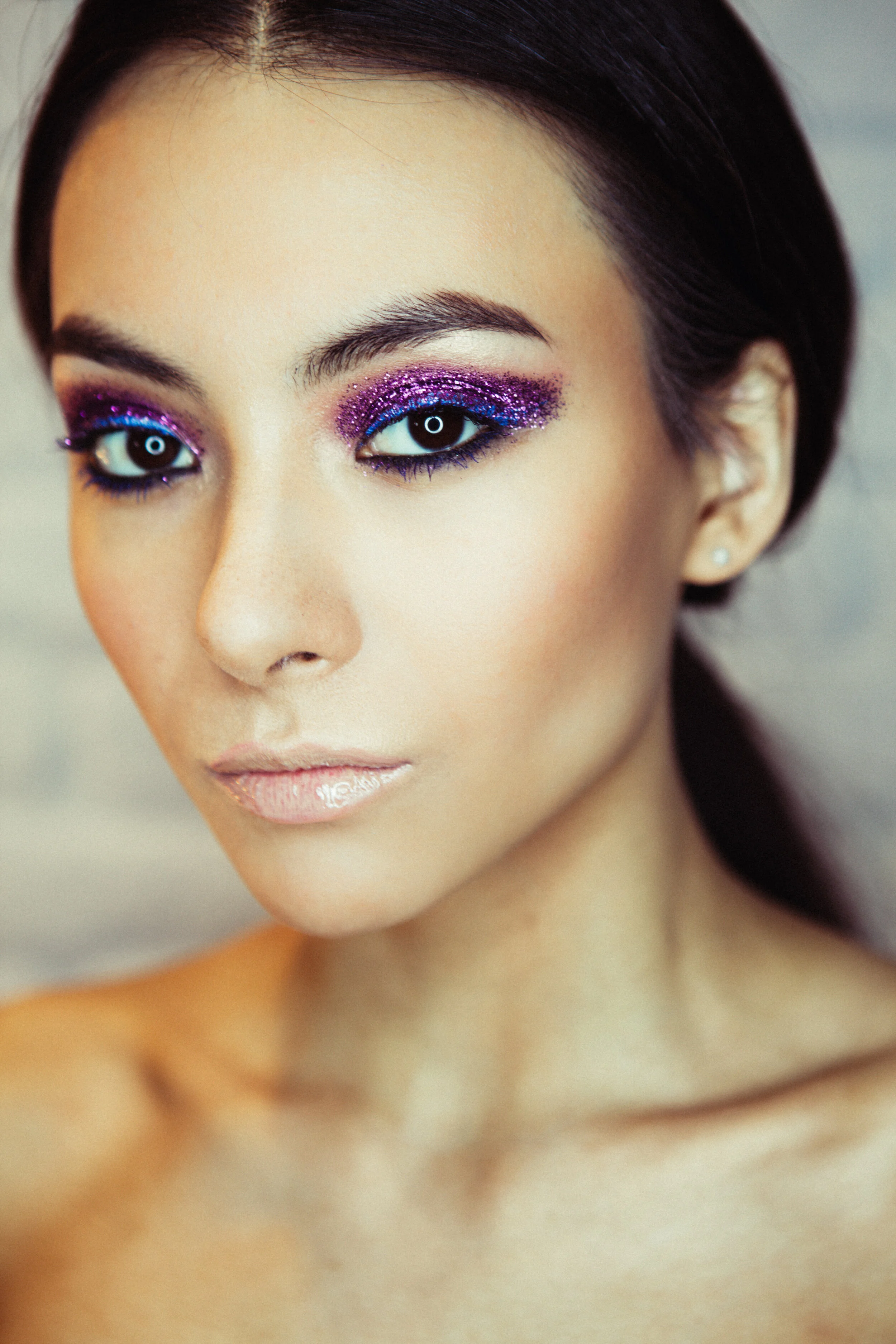 editorial euphoria purple glitter colorful pride makeup