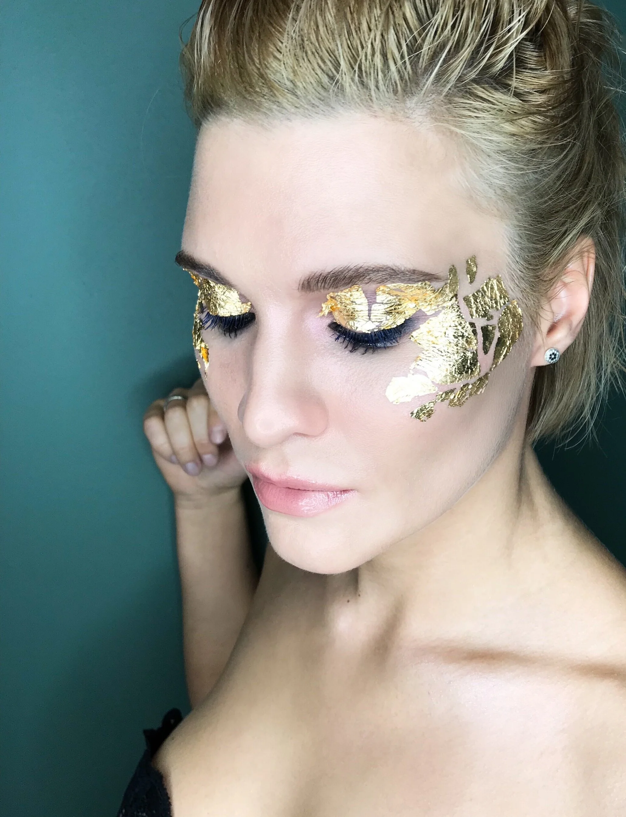 gold editorial halloween pride makeup