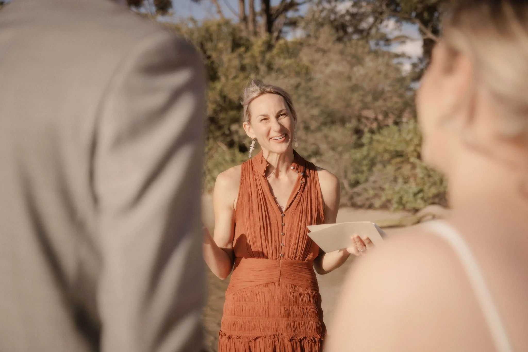 Jacqua Celebrant conducting Joey and Alex's elopement at The Cove Jervis Bay