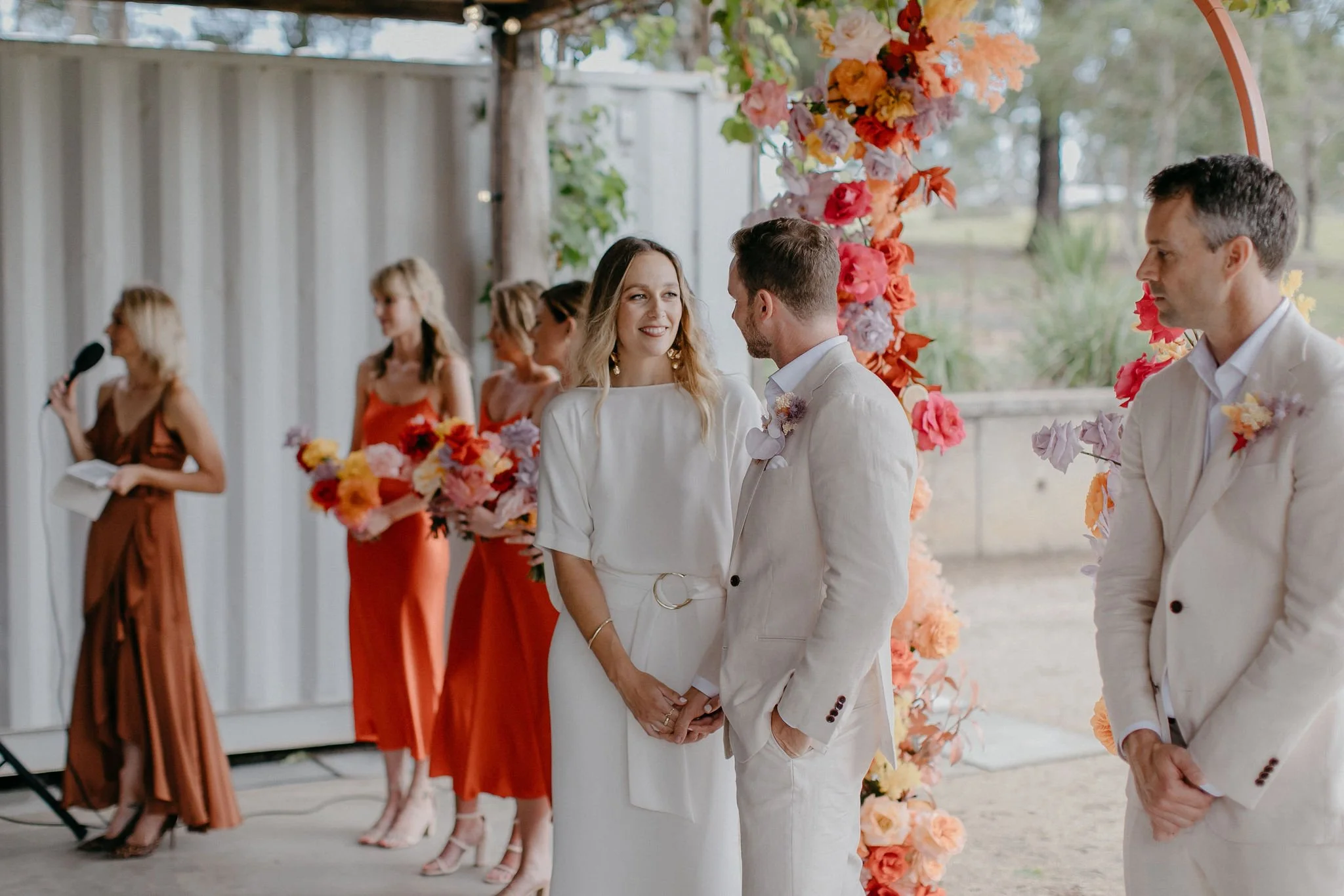Jacqua Celebrant conducting Caroline & Jared’s wedding ceremony at Worrowing Jervis Bay. Photo credit: Blaise Bell