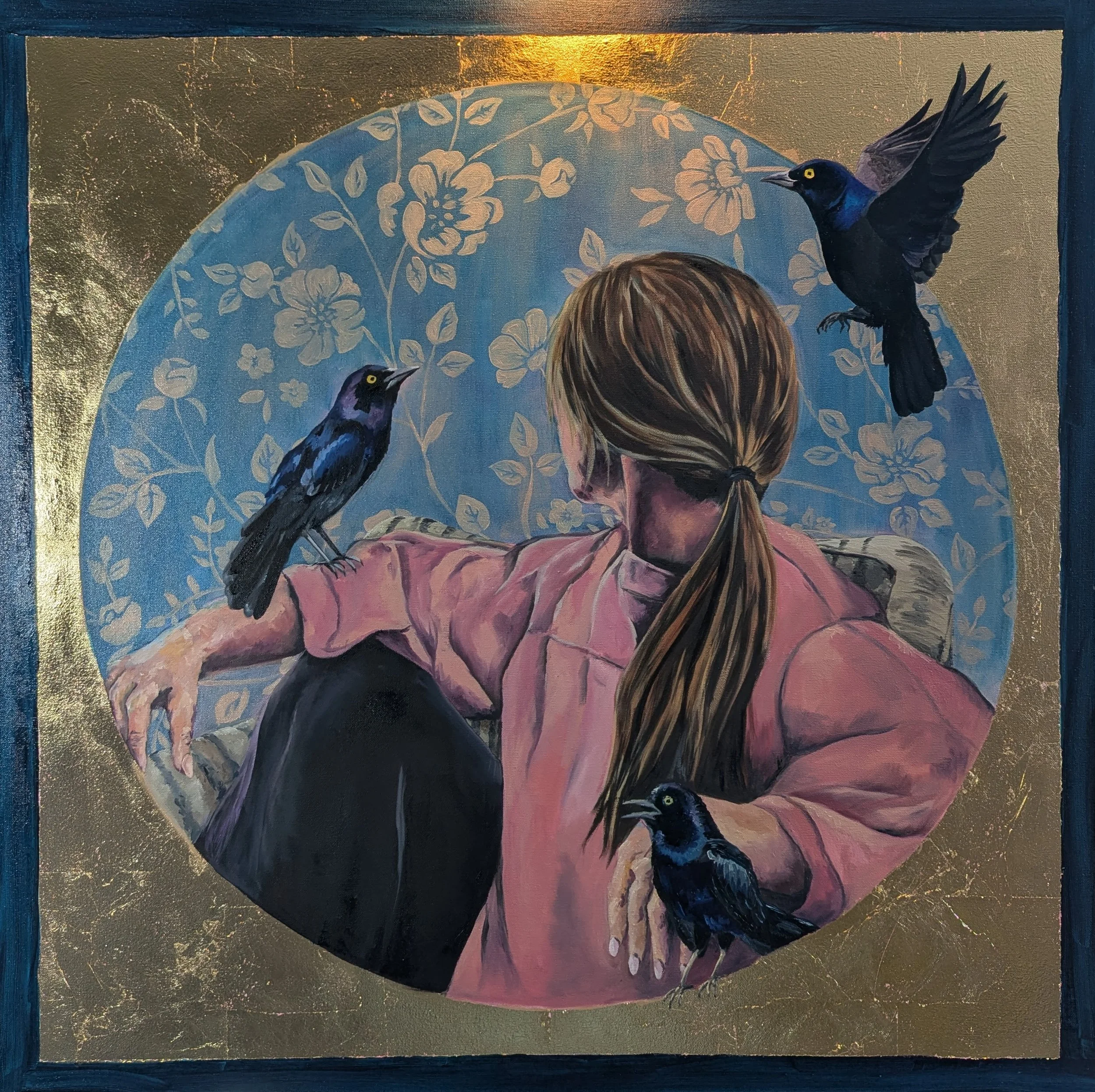 "Self Portrait" 2025 36"x36" oil, acrylic, gold leaf on canvas