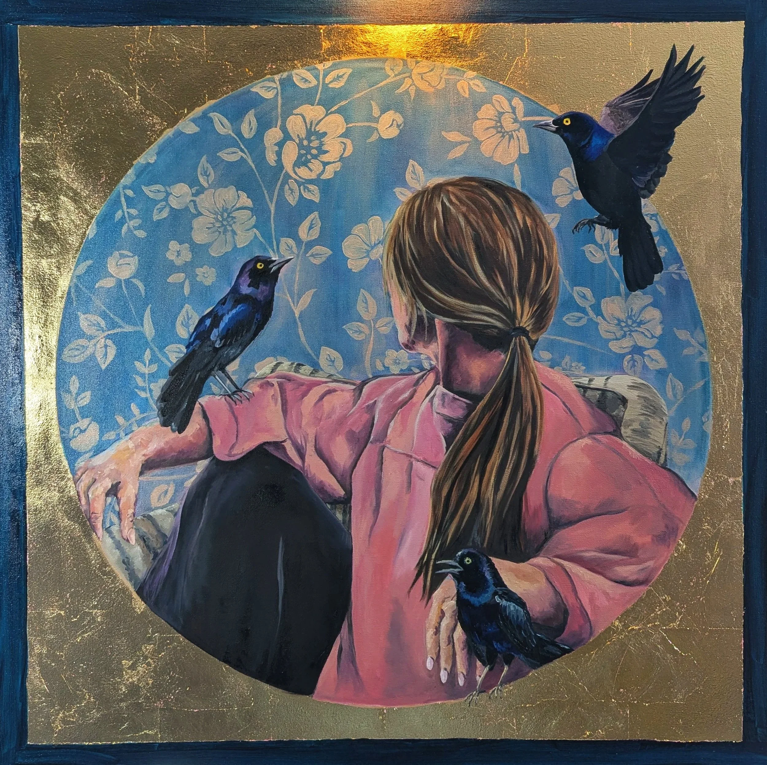 "Self Portrait" 2026 36"x36" oil, acrylic, gold leaf on canvas
