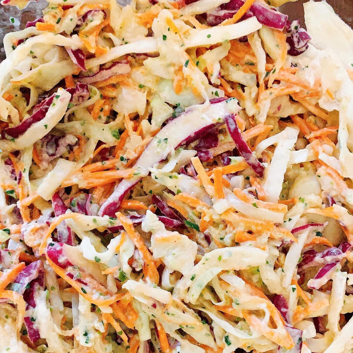 Remoulade Seasoned Coleslaw.  A perfect side for lobster rolls and a great topping on a burger. *link in profile for recipe*