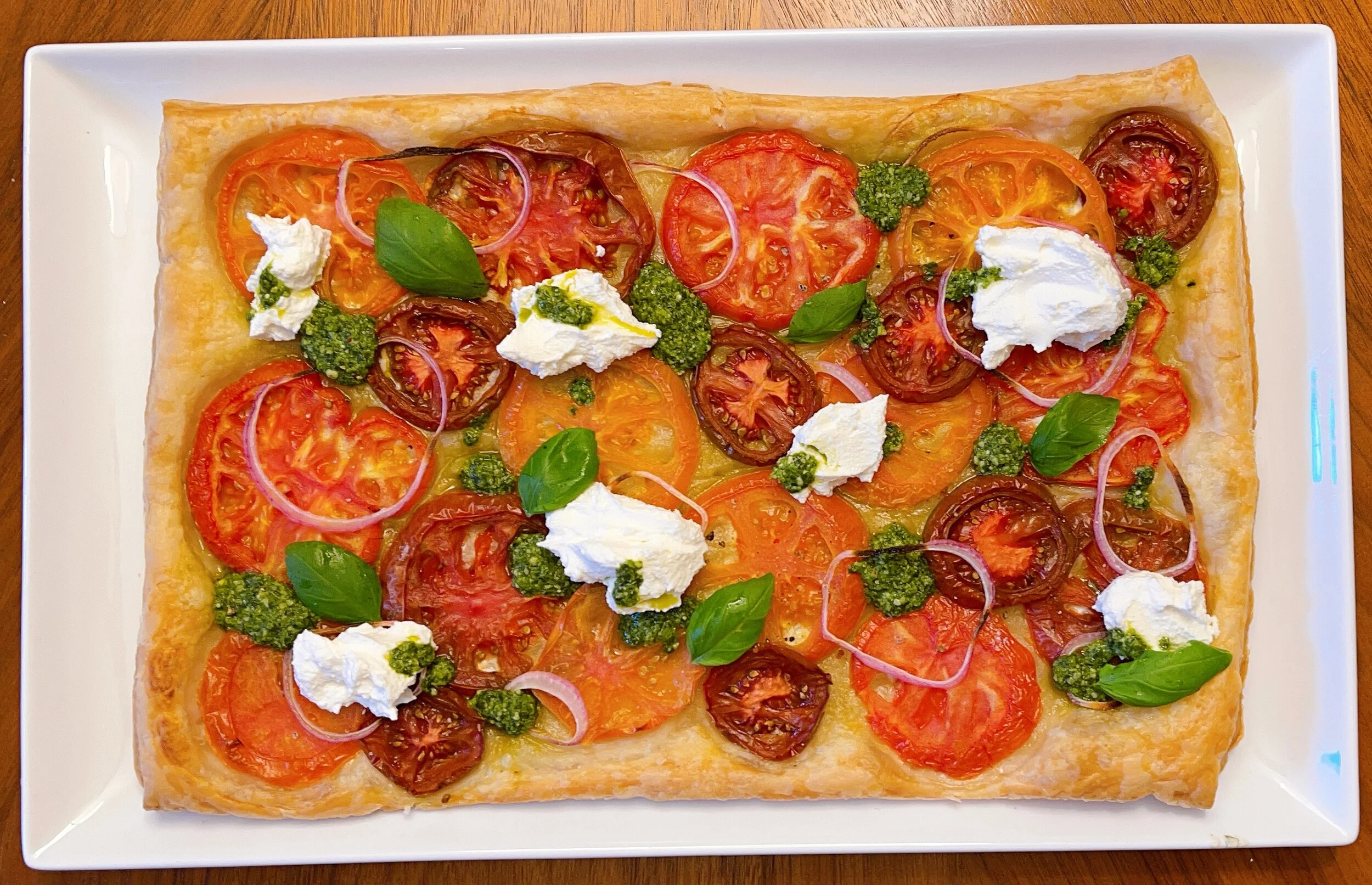Roasted Tomato Tart With Pesto and Ricotta