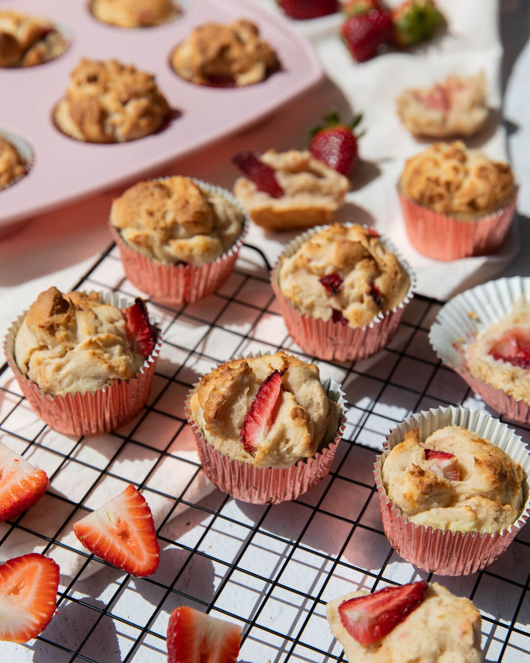 We're just a liiiitle bit excited for this new recipe to be live tomorrow 🤫🍓

Swipe to view our Strawberry &amp; Ricotta Muffins ✨🧁💛

Keep your eyes peeled for the recipe tomorrow xx