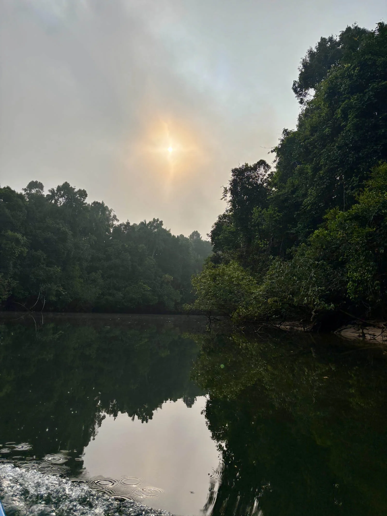  A weak sun breaks through early morning clouds 