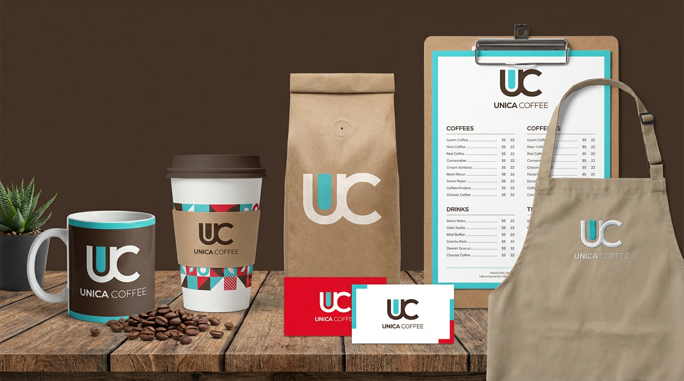 crea una VI basata sul logo nell'immagine UC Unica Coffee.png