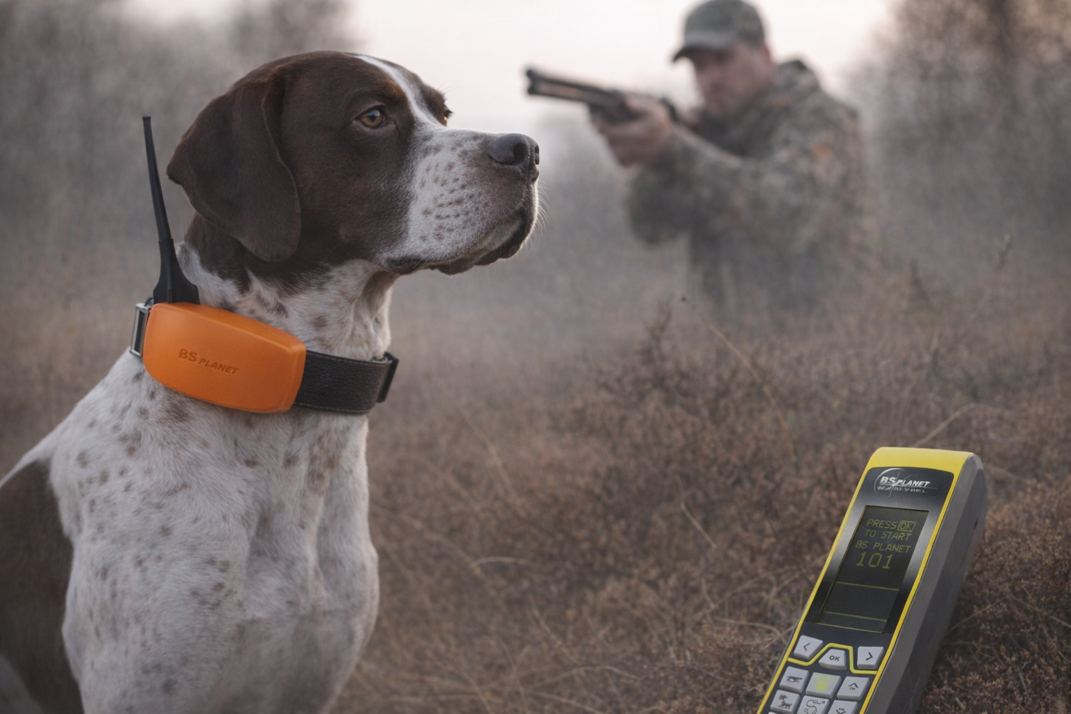 make a scene for this gps device with collar for dogs for hunting22.png