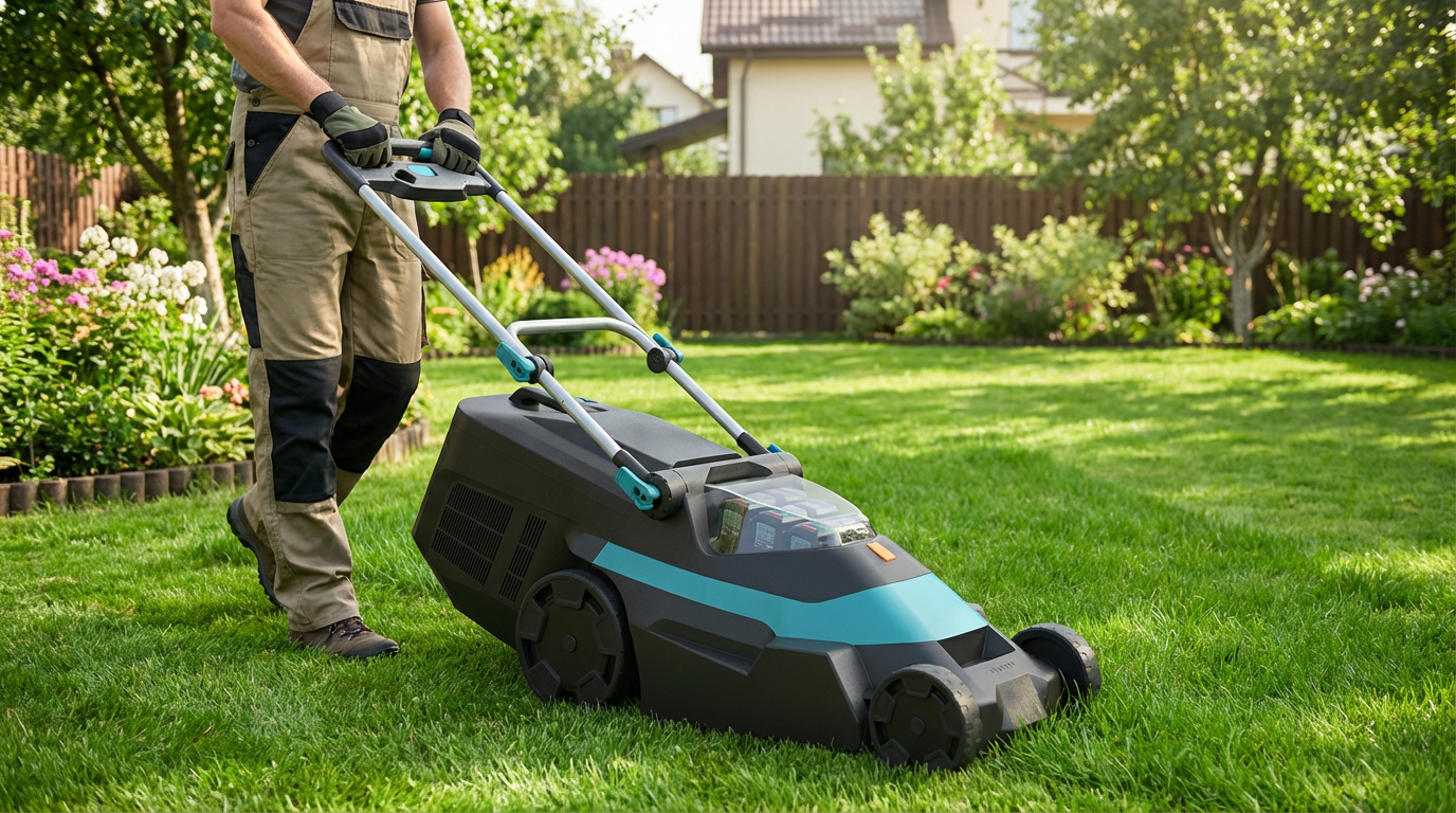 crea una scena per questo lawn mower ..png