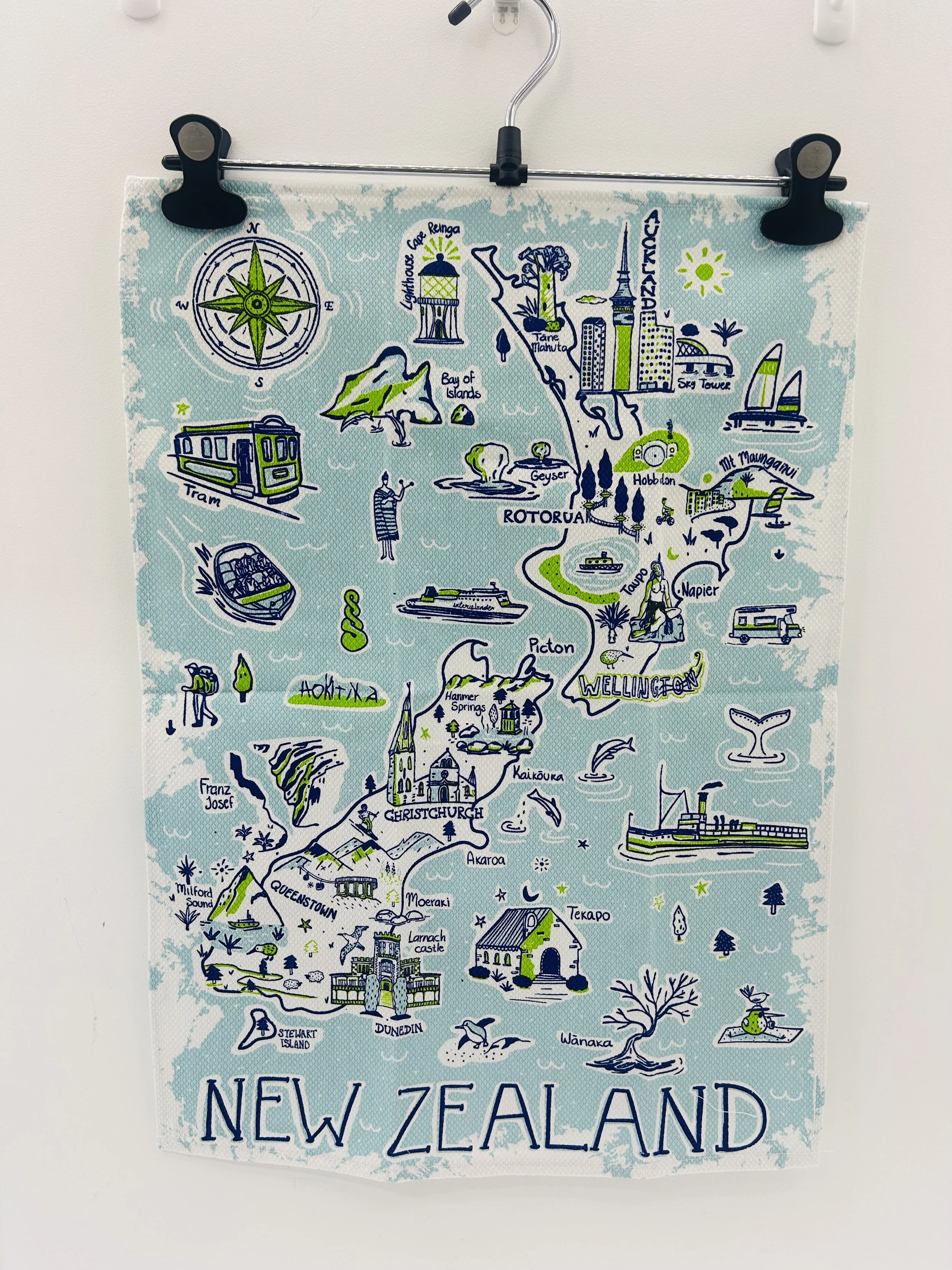 Diamond Weave Teatowel - NZ Map