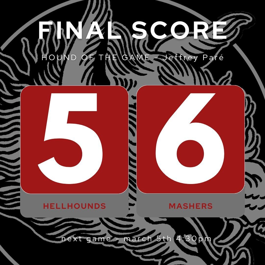 Hounds took an L in what was a hard fought game all the way to the end. The Mashers scored with 5 seconds left on the clock to take the points this week. Next game we put the ship back on course.

aWoOoO!!
.
.
.
#eastsidehellhounds #onyourtrail #beer