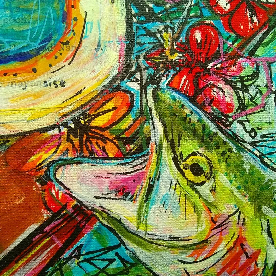 Detail of &quot;The word Mayonnaise&quot;, acrylic and collage on canvas.

I'll be releasing a whole new set of paintings online for those of you who are subscribed to my newsletter on October 1. (Subscribe on TheArtDontStop.com)

This painting is in