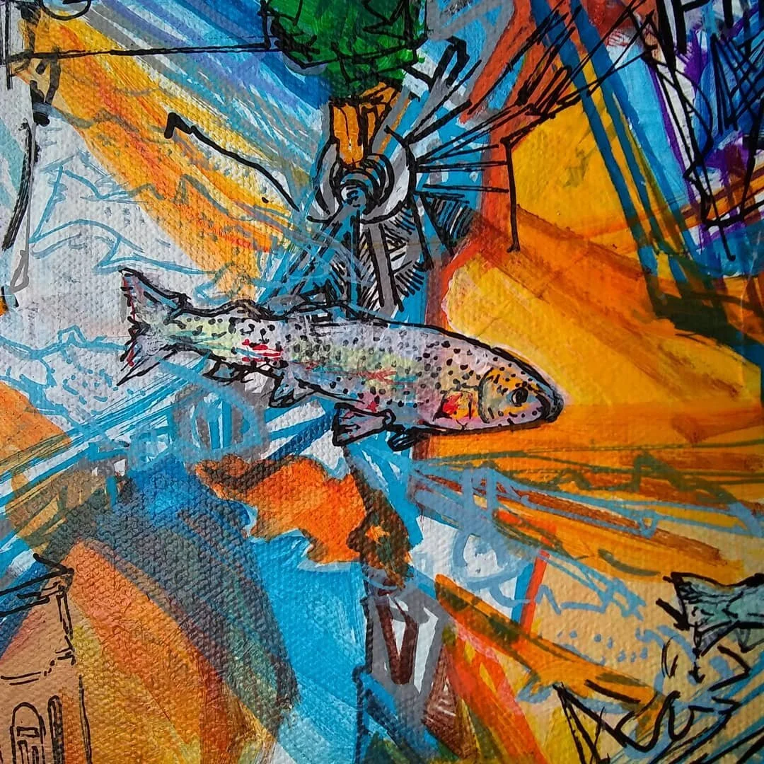 detail, WIP, acrylic on canvas