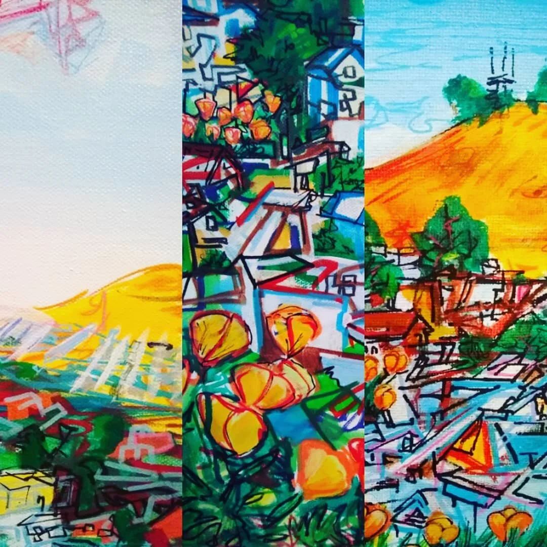 This weekend, I spent some time painting some surreal landscapes of San Francisco. To see the completed paintings, be sure to sign up for my mailing list and save the date for @artspansf #OpenStudios October 8.