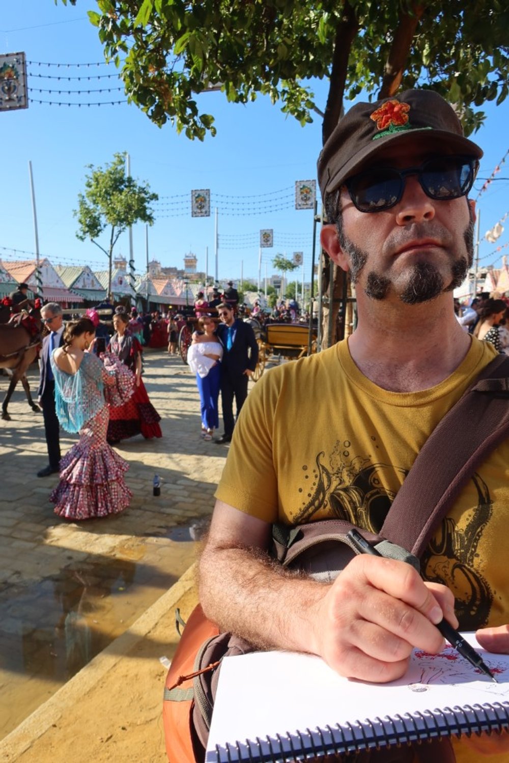  Drawing some street dancers during the Feria de Abril in Seville. 