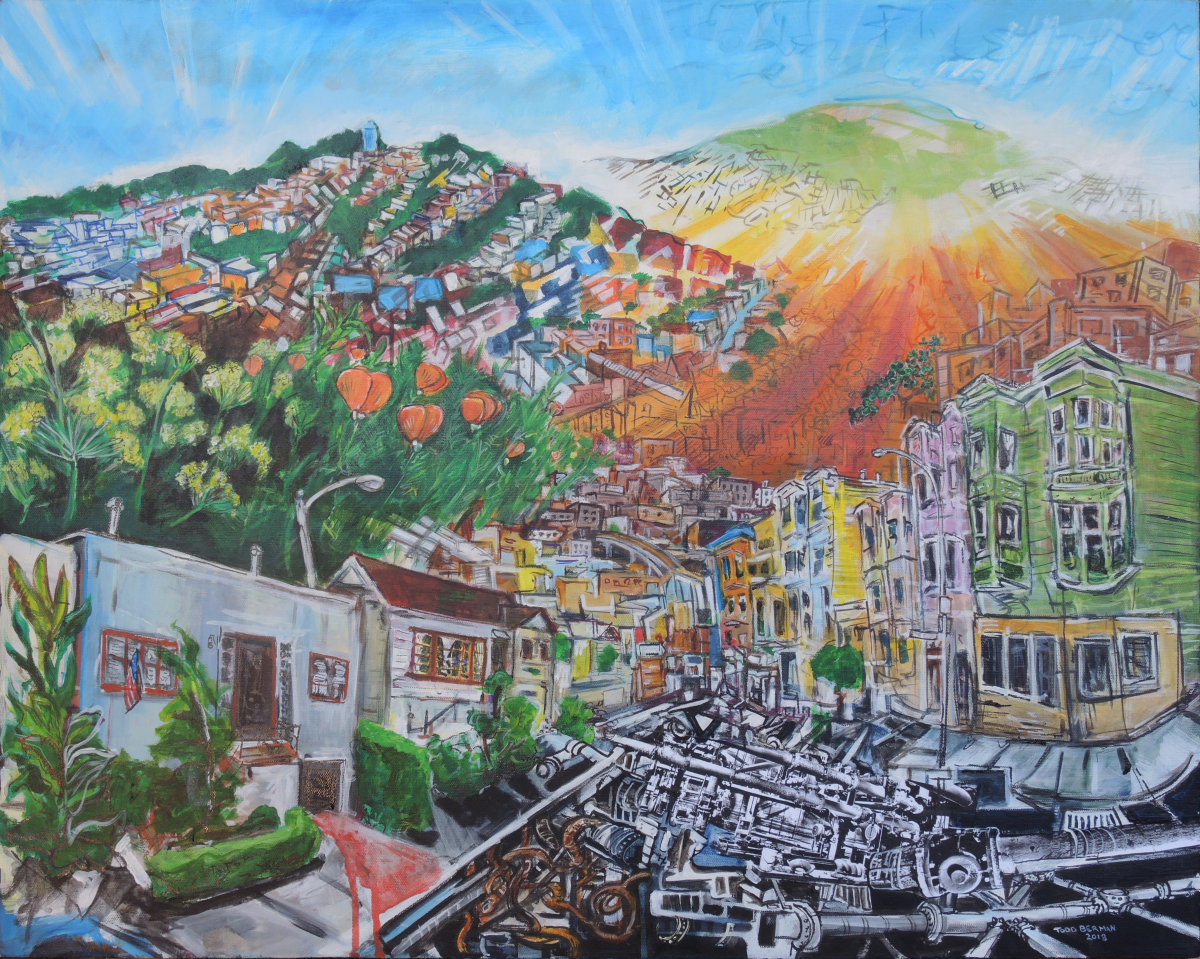 Excelsior View with Poppies
:::
acrylic and collage on canvas, 24” x 36”, 2018, SOLD