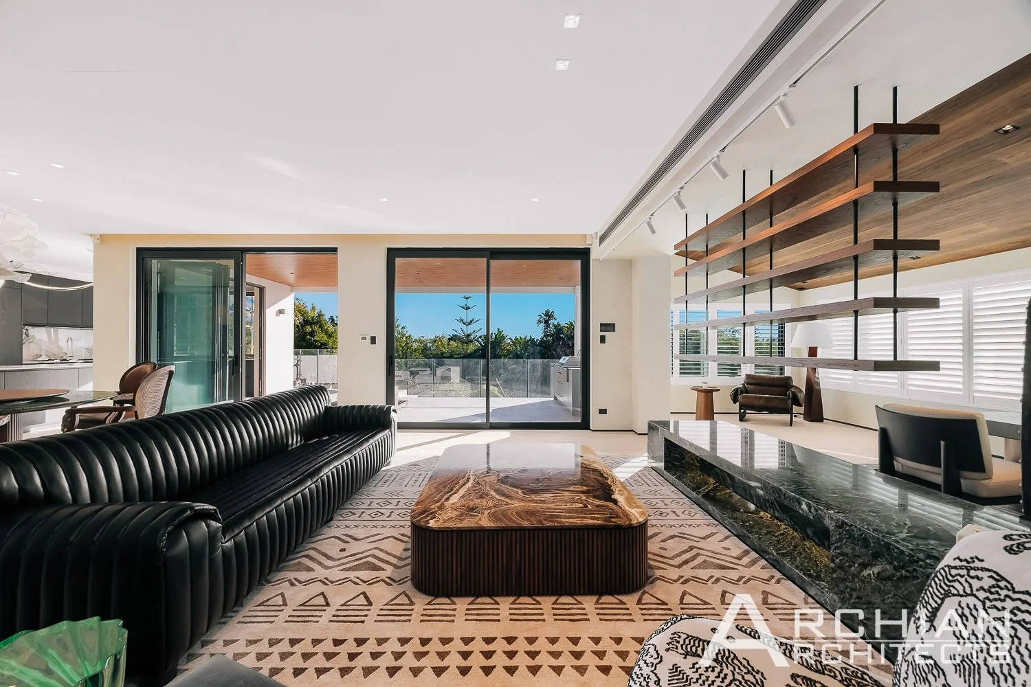 Vaucluse House, Vaucluse, Sydney – living room opening to terrace – Archian Architects