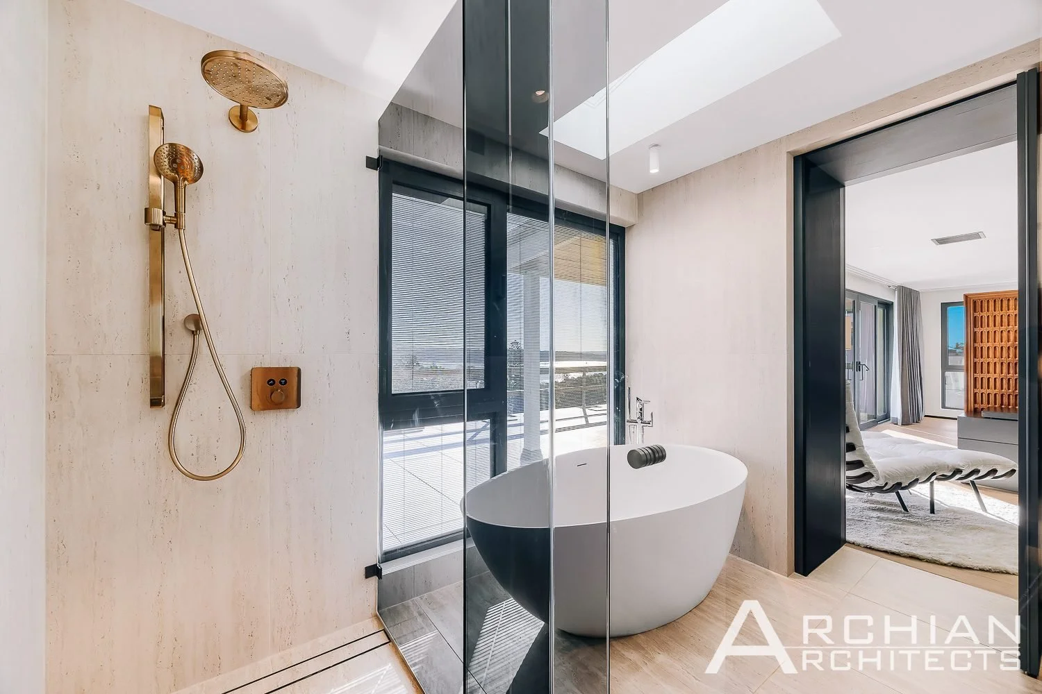 Vaucluse House, Vaucluse, Sydney – ensuite with freestanding bath – Archian Architects
