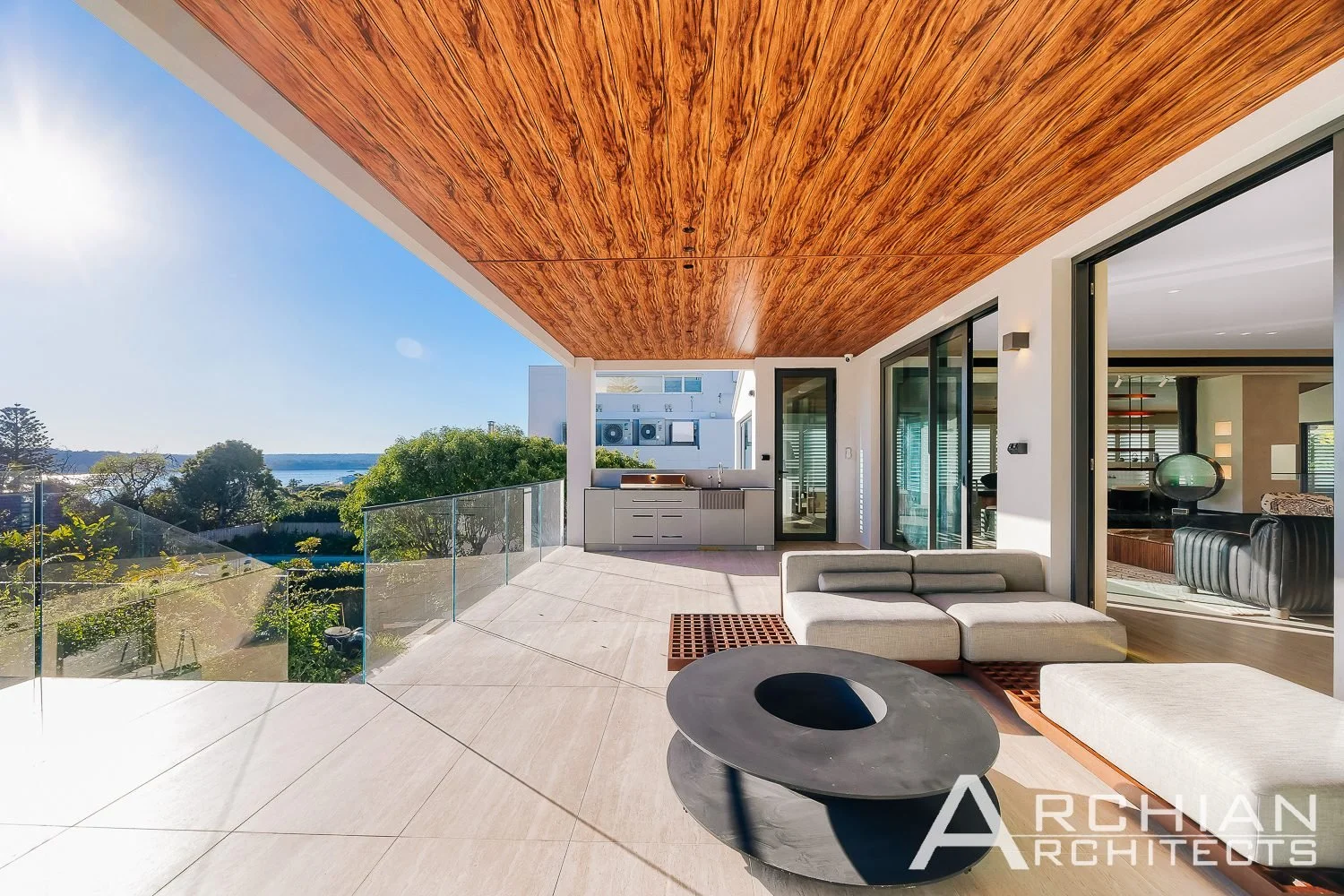 Vaucluse House, Vaucluse, Sydney – covered terrace with harbour view – Archian Architects