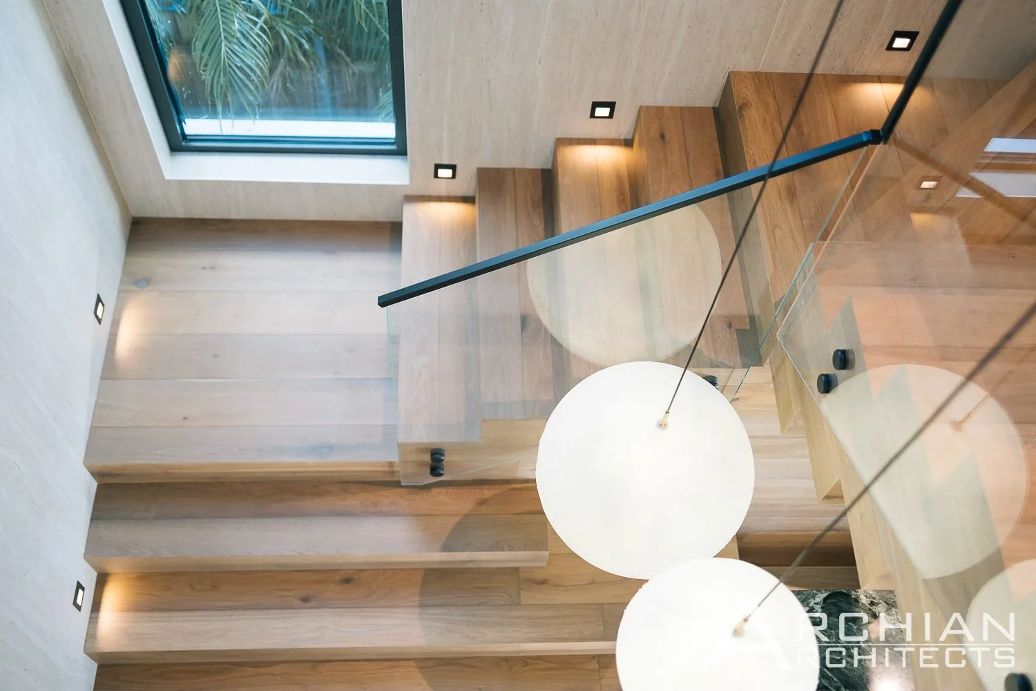 Vaucluse House, Vaucluse, Sydney – floating timber staircase from above – Archian Architects