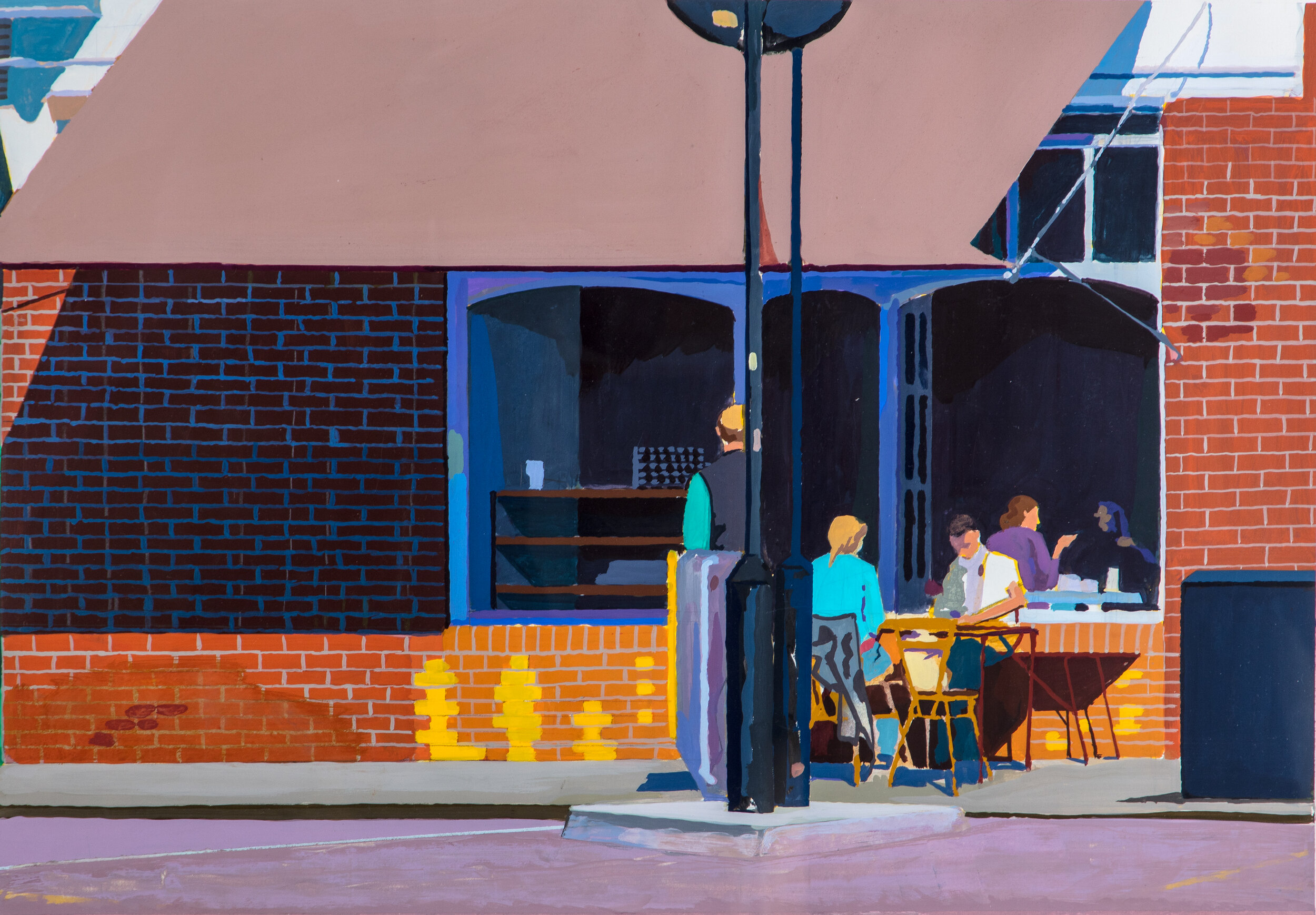  Shoreditch Cafe  Gouache on Paper  60cm x 80cm  2015   Sold    
