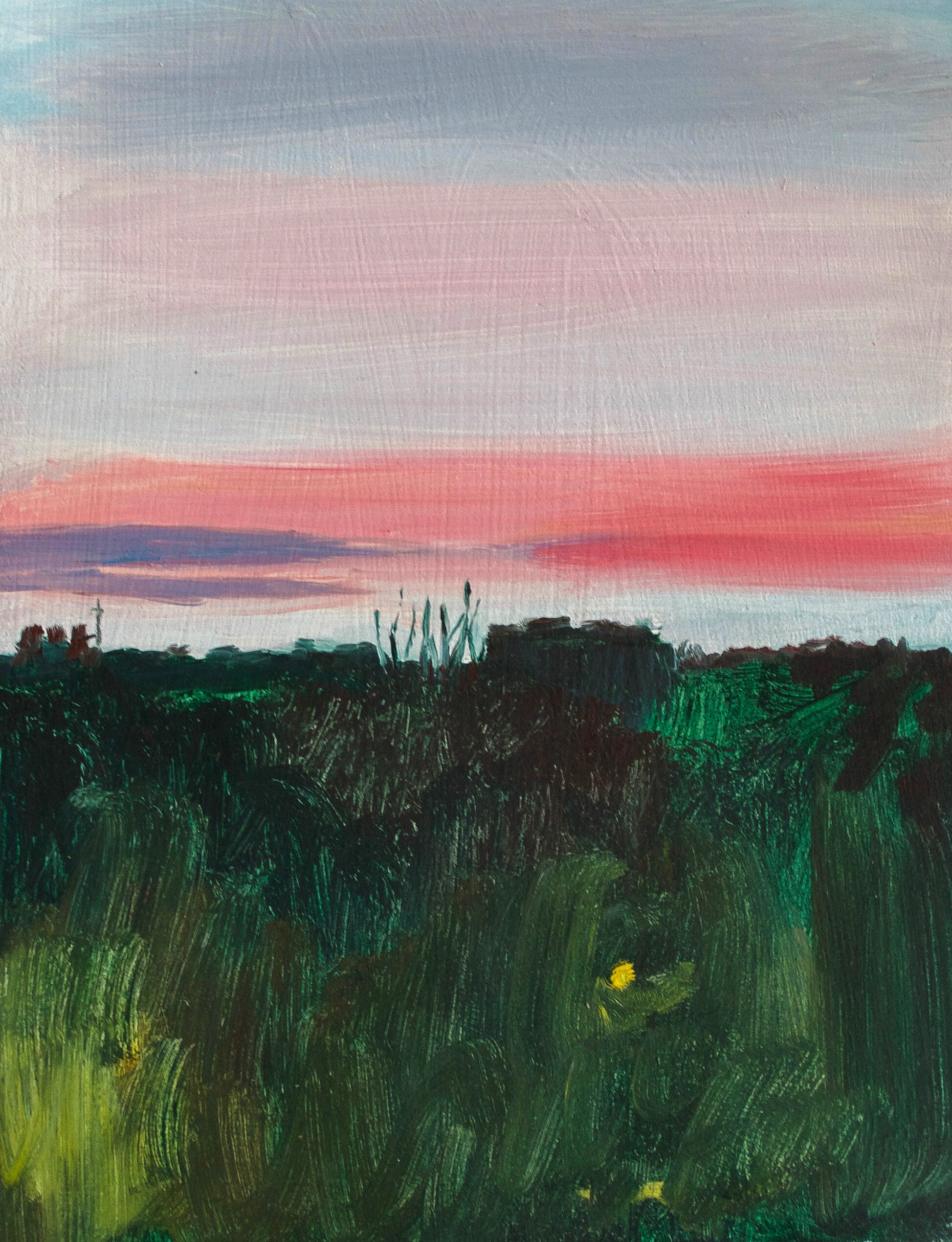  North London Sunset 1  Oil on Board  27cm x 20cm  2015   