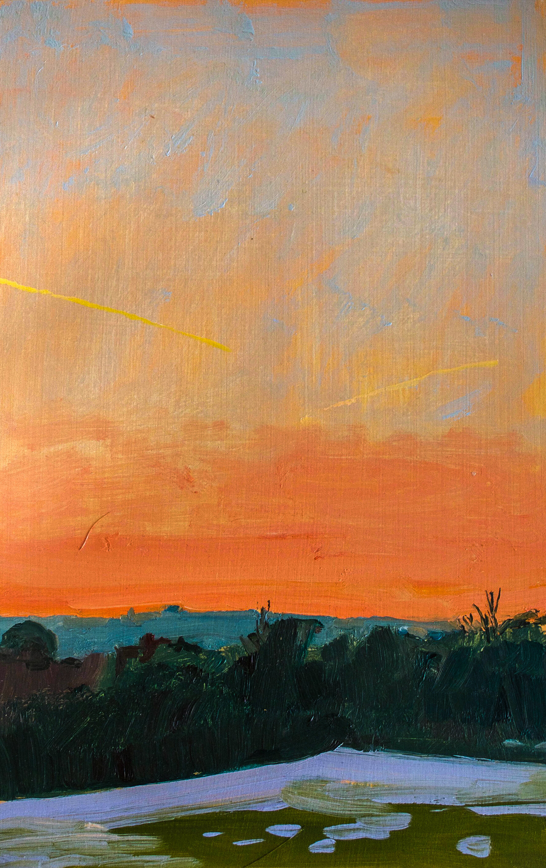  North London Sunset 2  Oil on Board  31cm x 20cm  2015   