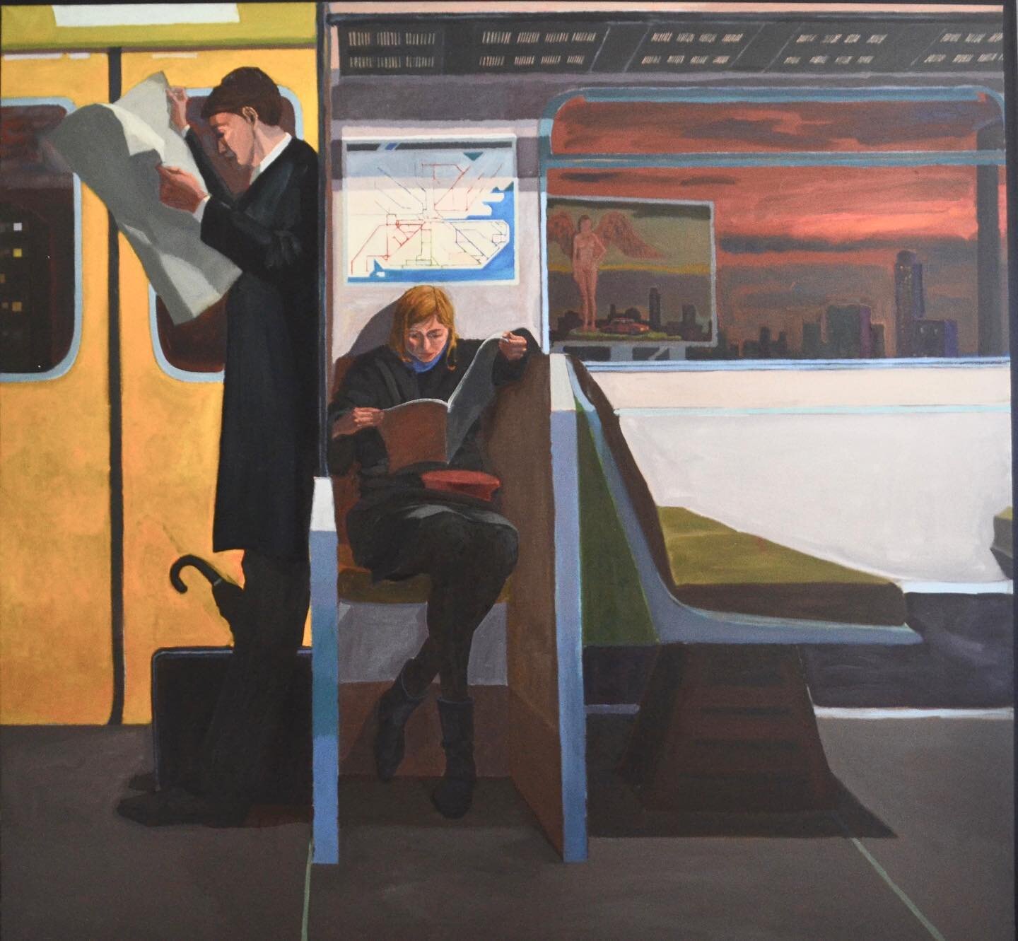 Day 7 of the 10 day art challenge set@by Rita Smith to post older work.  These train carriage paintings were made between 1988 and 1991 - I wanted to use the experience of city train journeys to create a sense of interior spaces which could almost be