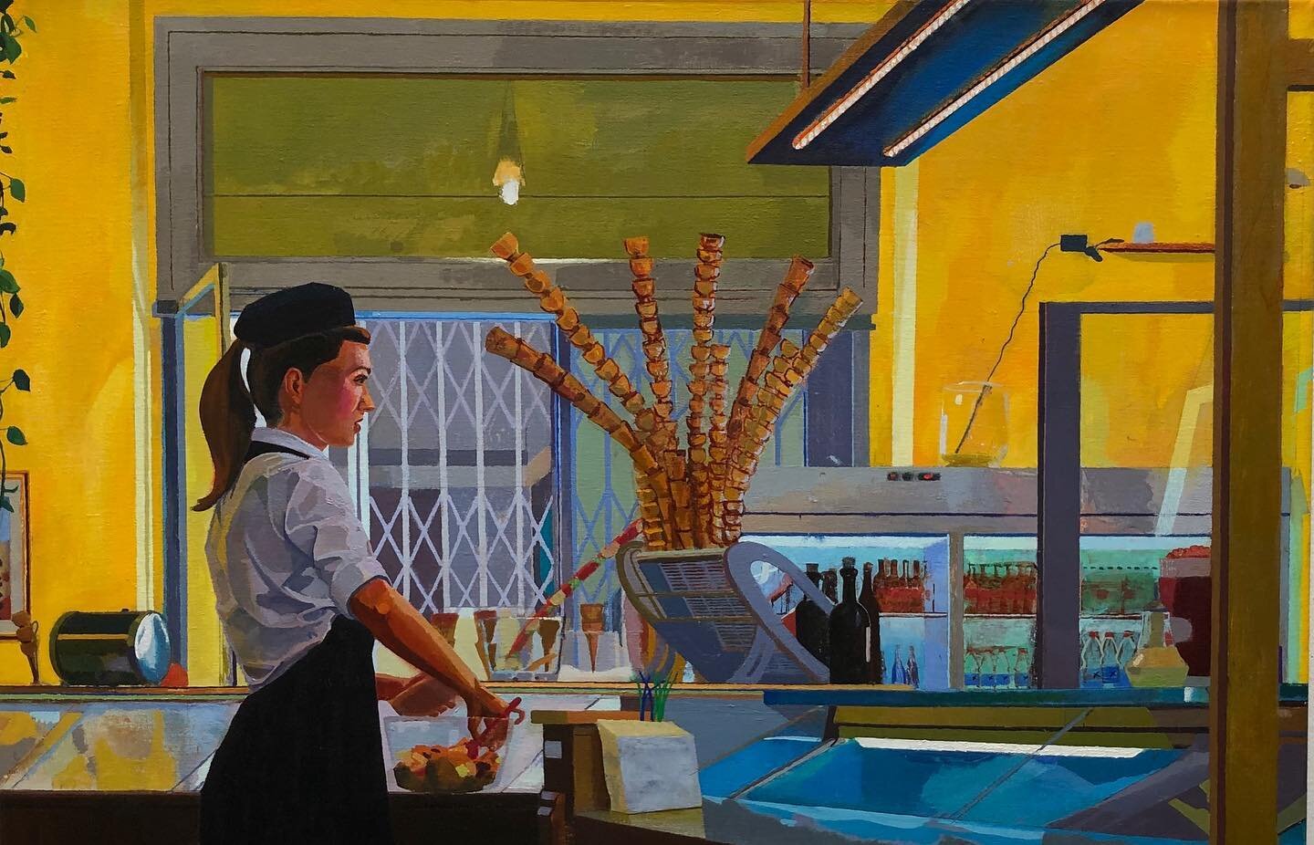 &lsquo;Gelateria 2&rsquo; - oil on linen 60 x 90cm #contemporarypainting #contemporaryfigurativepainting #welshartist #florence #viadelfossi #colourandlight #tregonygallery #royaldrawingschool #newyorkstudioschool #kunst #painting #fineart #travel #h