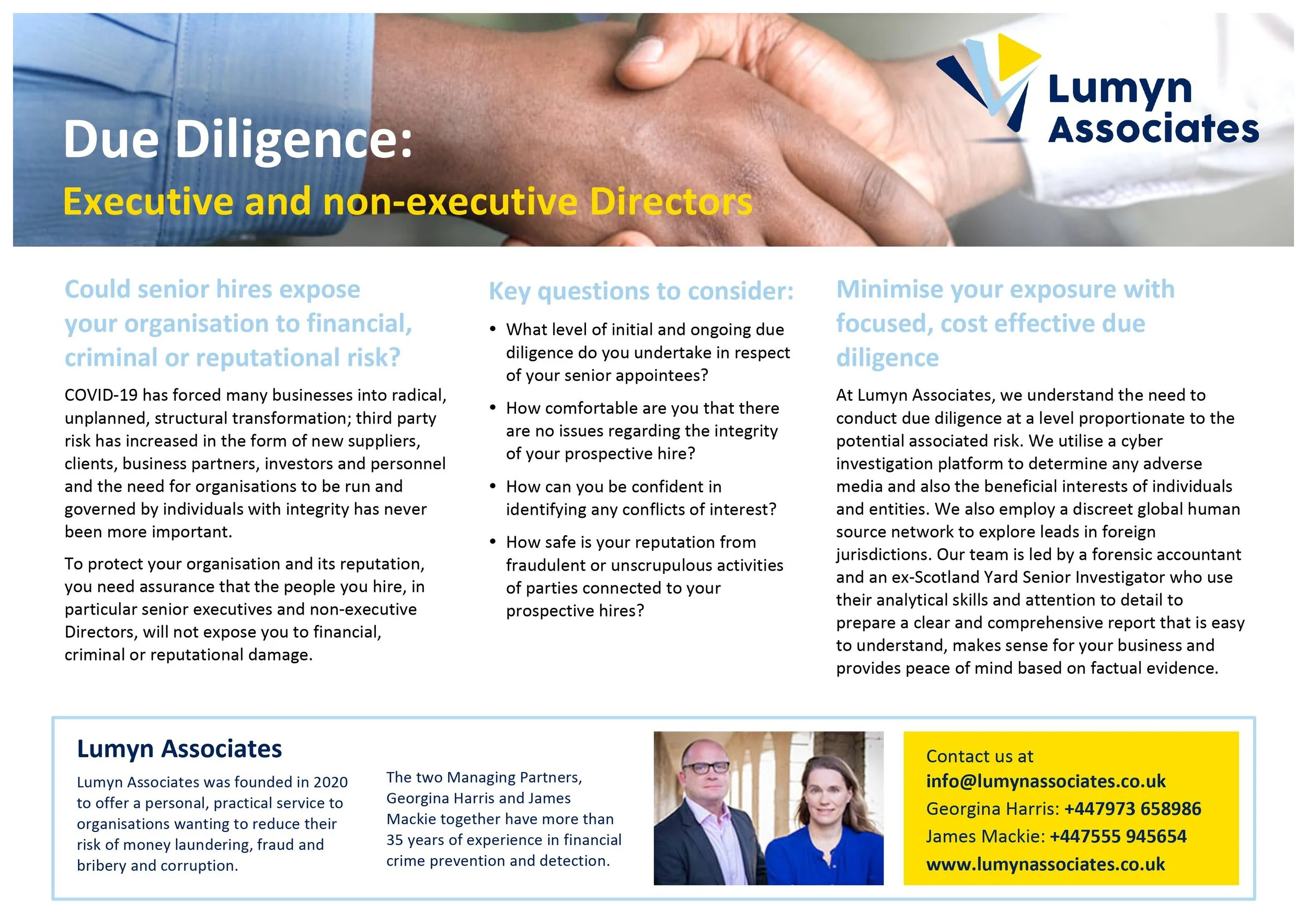 Due Diligence: Executive and non-executive Directors — Lumyn Associates –  Financial crime prevention