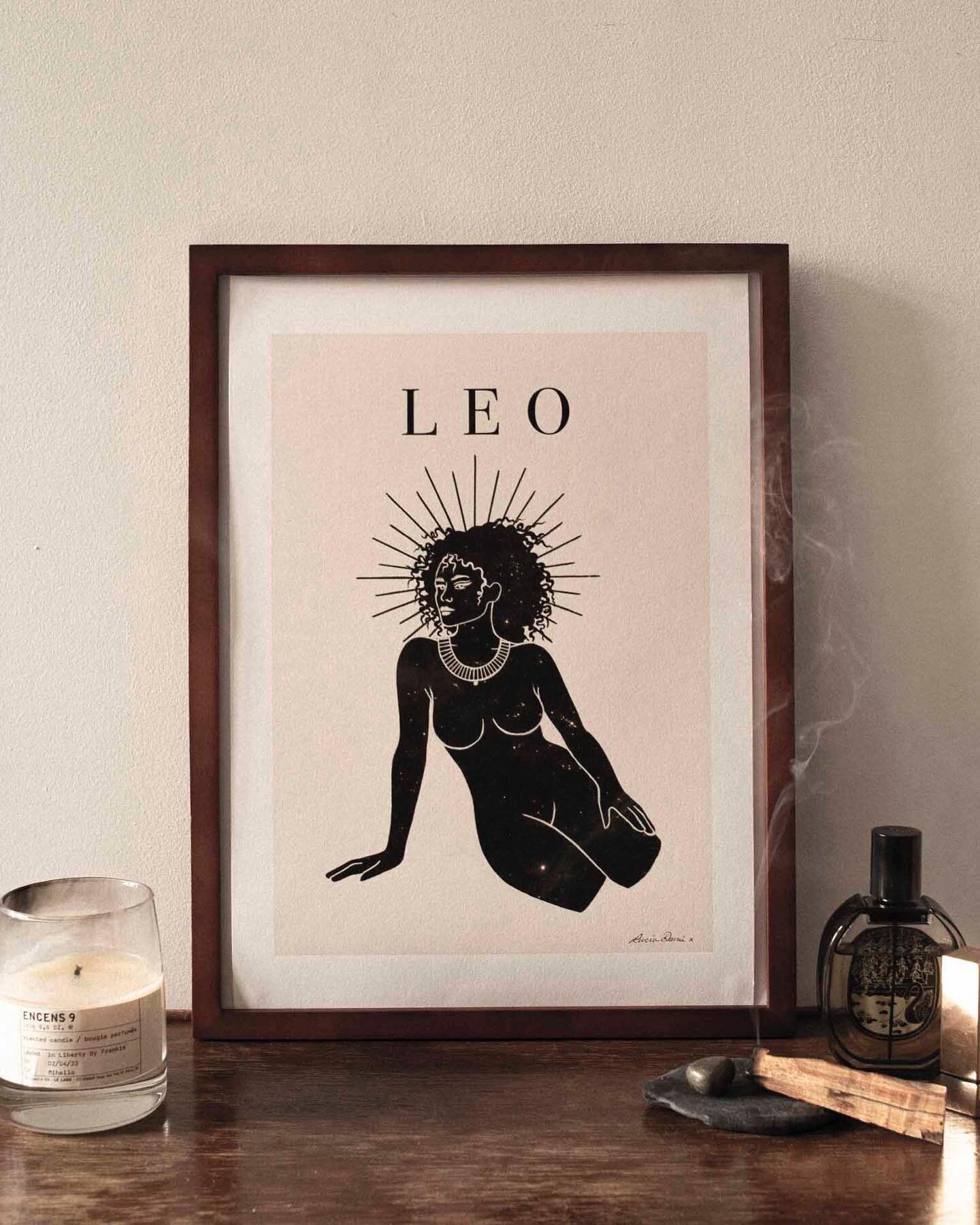 The Leo Print 🌞 Royal, Expressive, &amp; Big Hearted.
The Zodiac Series is a limited edition series of prints, size A3 and on luxury 308gsm Paper 😍
Order yours now through my website or ig shop ✨

#leo #zodiacprints #leoprint #zodiacsigns #zodiacar