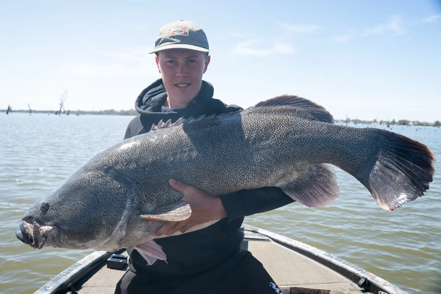 I don&rsquo;t like chasing these big fish when the temperature is too hot but with the cooler start to summer and seeing this fish swim past in a metre of water I knew he was on the job. Well done Callum what a fish mate! #murraycod #lakemulwalasport
