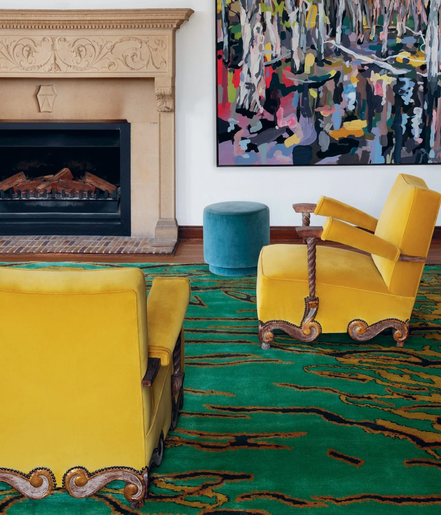 Unconventional though quite sophisticated design &lsquo;Tiger Tiger&rsquo; from my Exclusive Collection, finely hand knotted by skilled weavers in Nepal.

Featuring a very thick and dense pile with a high percentage of pure silk combined with pure Ti