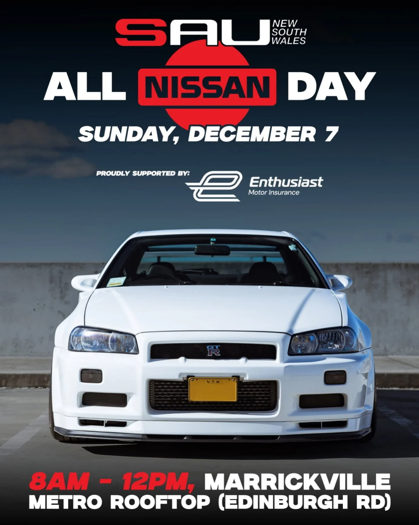 Every era, every badge - Datsun to Nissan. Fire them up, this one&rsquo;s massive 🚗👏🏼

Proudly supported by Enthusiast Motor Insurance 🤝🏼

📅 Sunday 7th December 2025

🕖 8am - 12pm

📍 Marrickville Metro Rooftop Edinburgh Rd

☕️ Coffee and Food