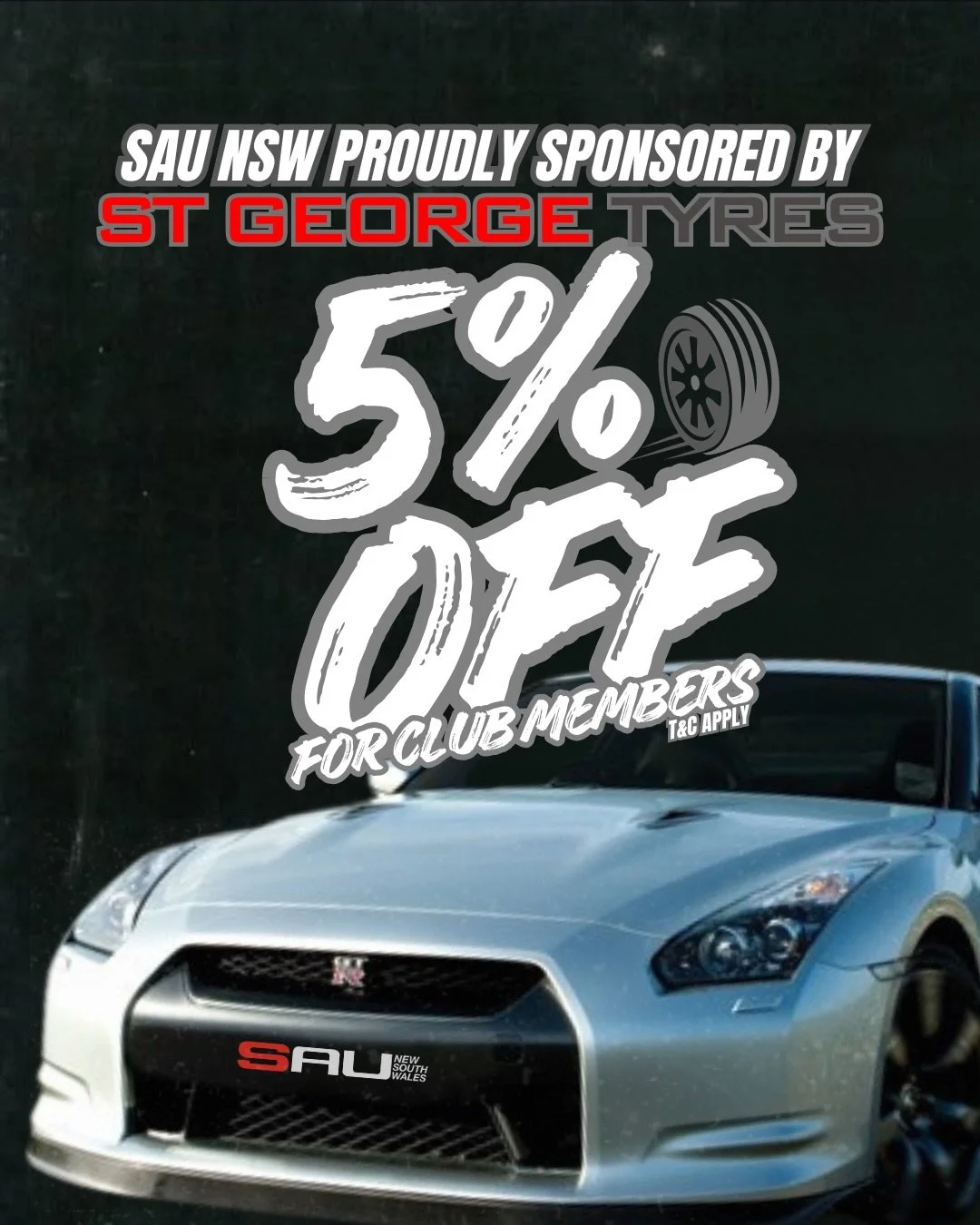Need a fresh set of tyres? 🛞

Track event coming up soon? 🏁

Take advantage of our member discount at St. George Tyres 😎

Show your valid membership in-store to redeem.

👉 Swipe for T&amp;Cs