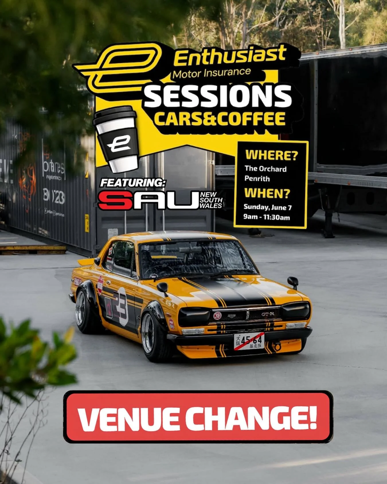 ⚠️ EVENT UPDATE ⚠️

Due to unforeseen circumstances, we have had to make a last minute change of venue to The Orchard Penrith. 

New Venue: The Orchard Penrith

Address: 50 Tench Ave, Jamisontown NSW 2750

See you all there this Sunday! ☕️

📷 @skand