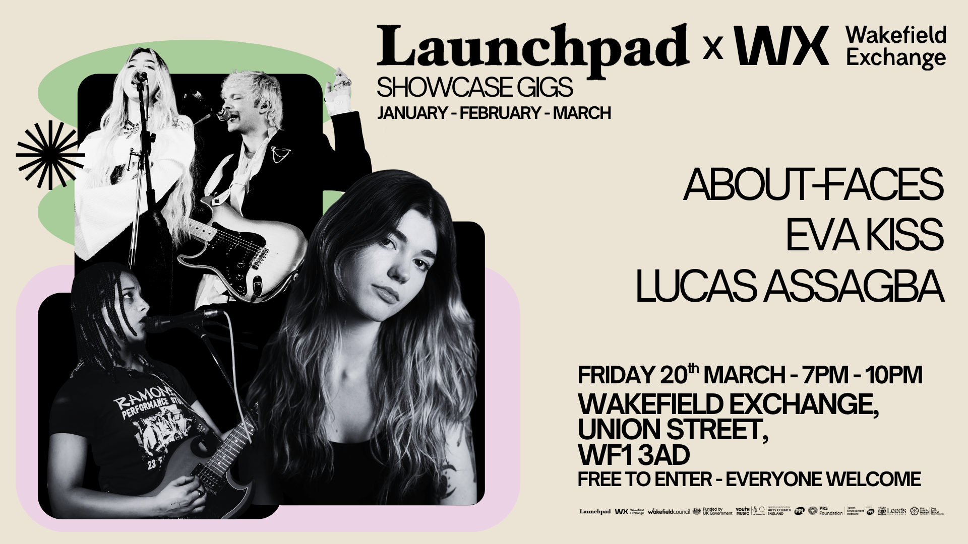 Launchpad X Wakefield Exchange - Showcase Gig - 20th March 2025 - About-Faces, Eva Kiss &amp; Lucas Assagba