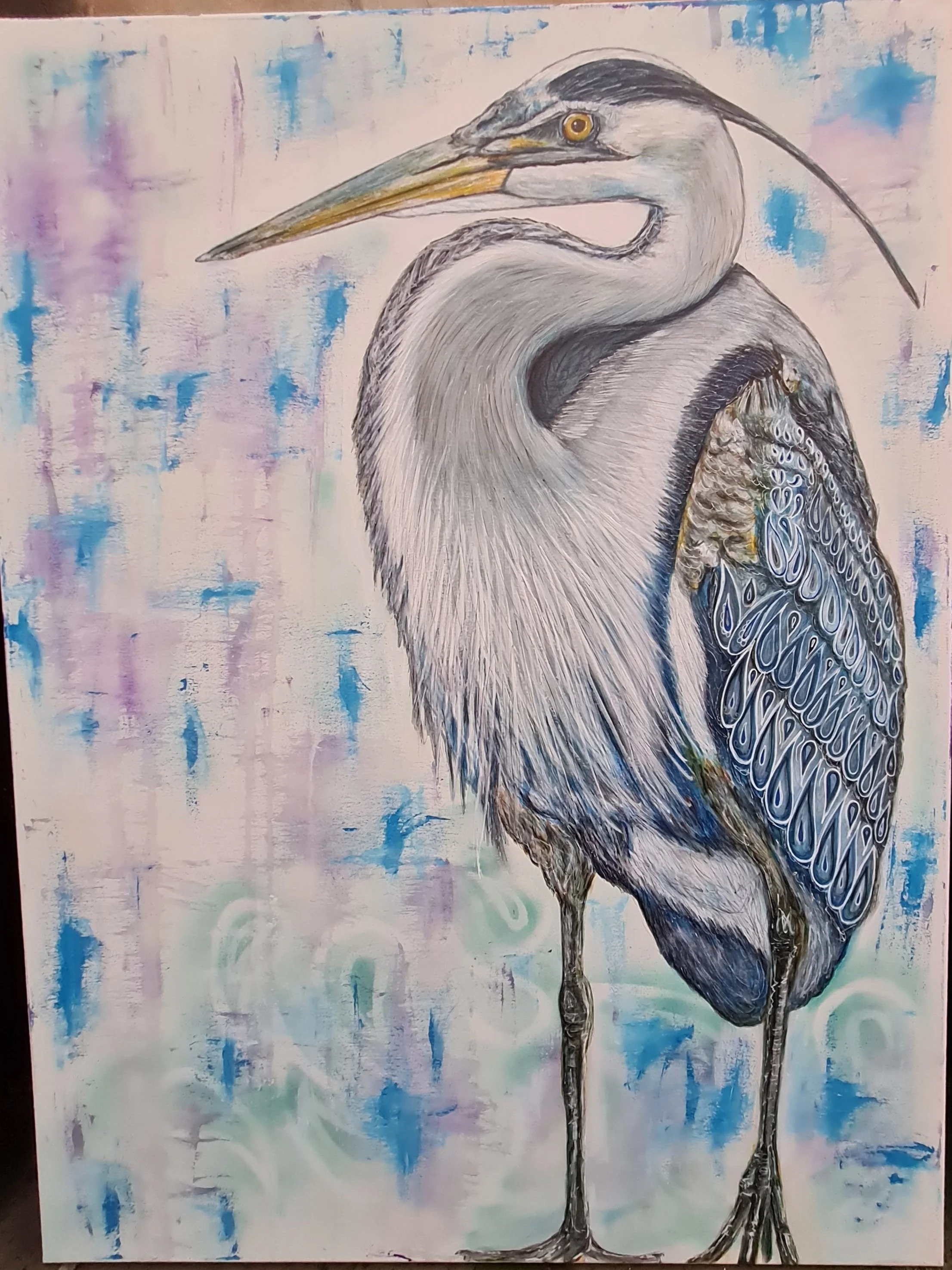 The Grey Heron of Paisley, 2023 

The "BRAW BIRDS” Collection, freehand painting by Cheryl Galbraith. Acrylic & Spray Paint on Canvas. Original Art size: 120cm x 90cm. 

Contact Artist to purchase original art.
Price Value: £1000 - Open to Offers