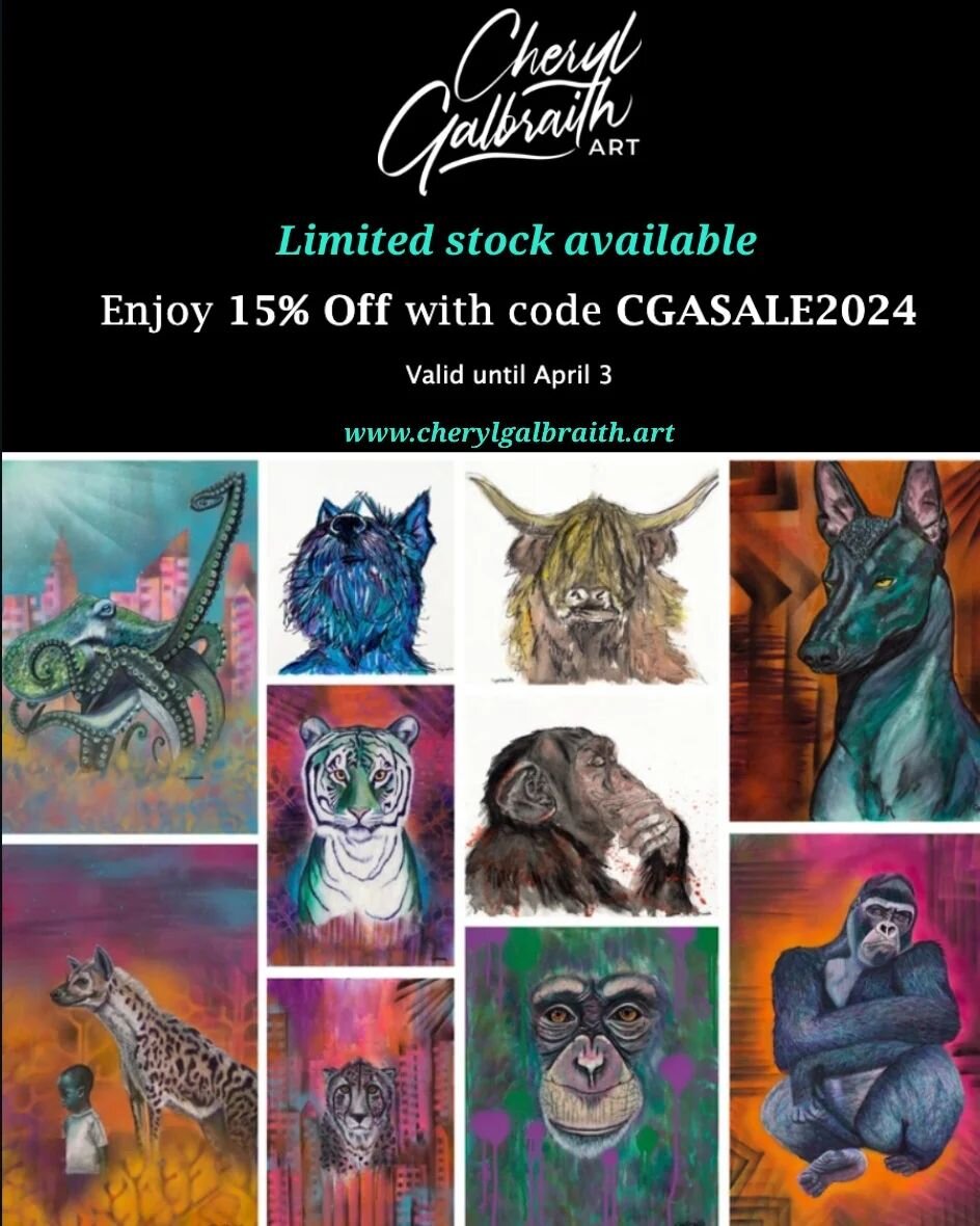 CLEAROUT | ART SALE | CHERYLGALBRAITH.ART

A cheeky wee further discount, 15% off on all prints now available until 3rd March 2024.  Go to my bio to reach my online store. 

Stock is limited and shipped by me - I'll deduct the postage if local to ren