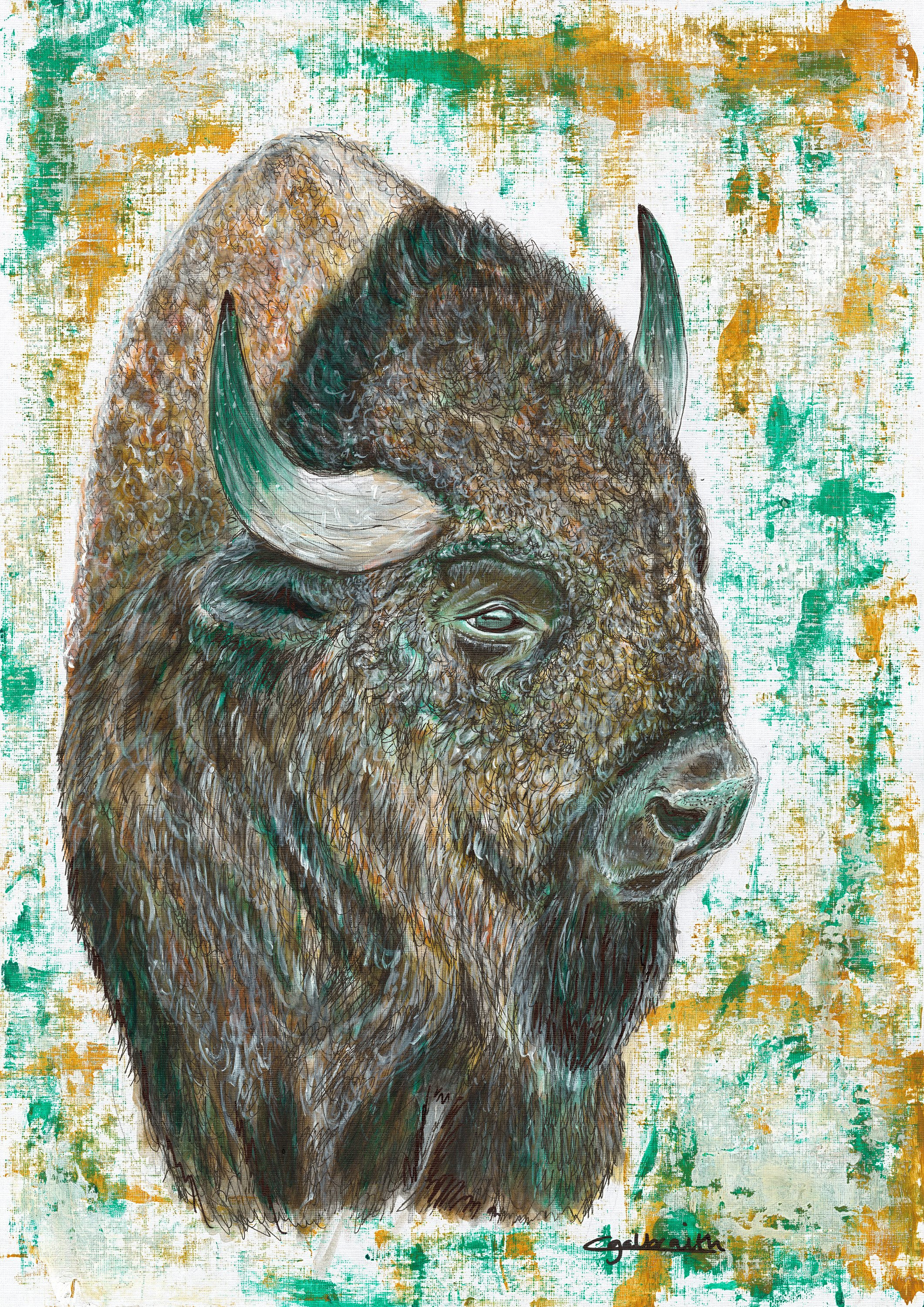 Tatanka Impastoish, 2021, The "Impastoish" Collection, freehand painting by Cheryl Galbraith. Acrylic on Canvas. Original Art size: 40cm x 30cm. Inventory Number: 08CG2021.
Contact Artist to purchase original art.
Price Value: £300 - Open to Offers