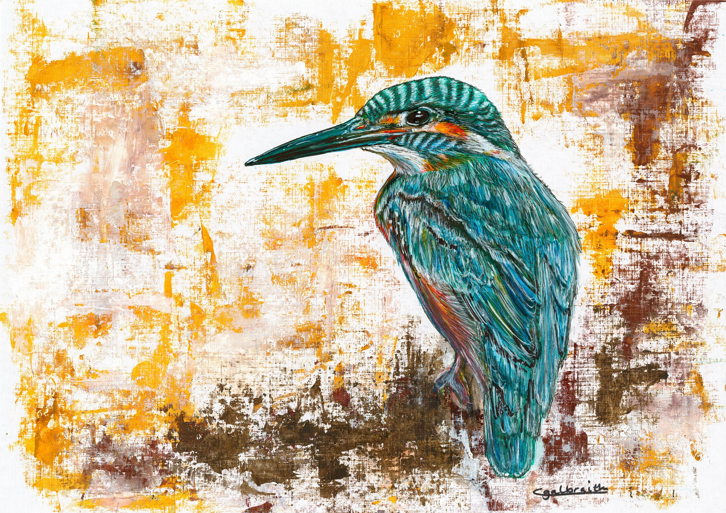 Alcedo Impastoish, 2021, The "Impastoish" Collection, freehand painting by Cheryl Galbraith. Acrylic on Canvas. Original Art size: 30cm x 40cm Landscape. Inventory Number: 06CG2021.
Contact Artist to purchase original art.
Price Value: £300 - Open