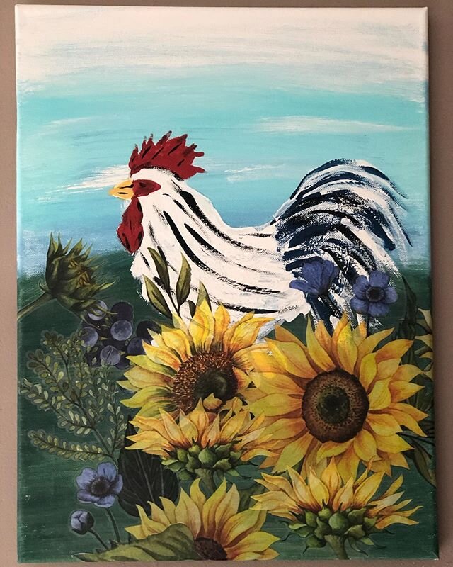 #shabbychalkpaints #transfer #rooster #oncanvas 16&rdquo;x 12&rdquo; #shippingavailable #staysafe #stayhealthy