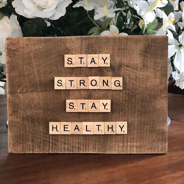 Block Scrabble Sign #staystrong #stayhealthy #woodsign #scrabbletiles #10&rdquo;x8&rdquo;x2&rdquo; #deliveryavailable