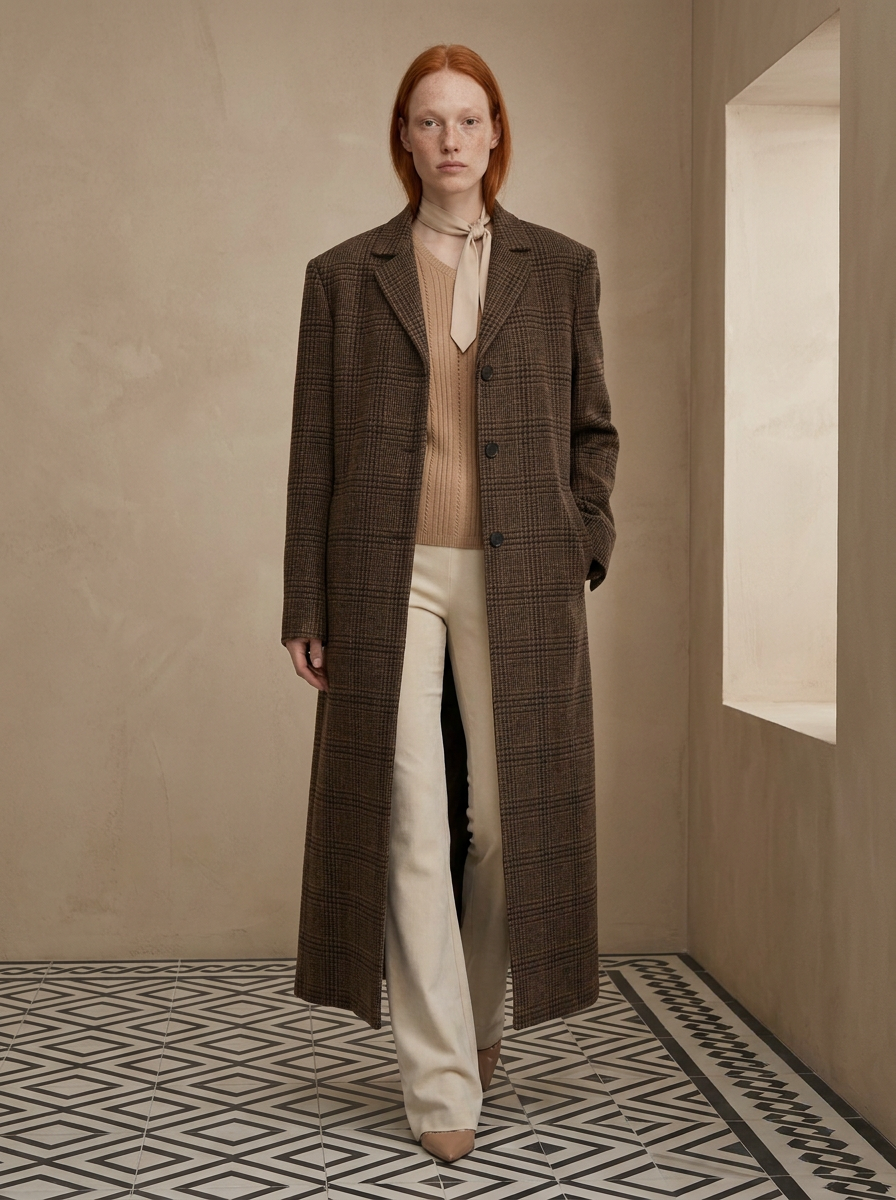 Checked Wool Coat